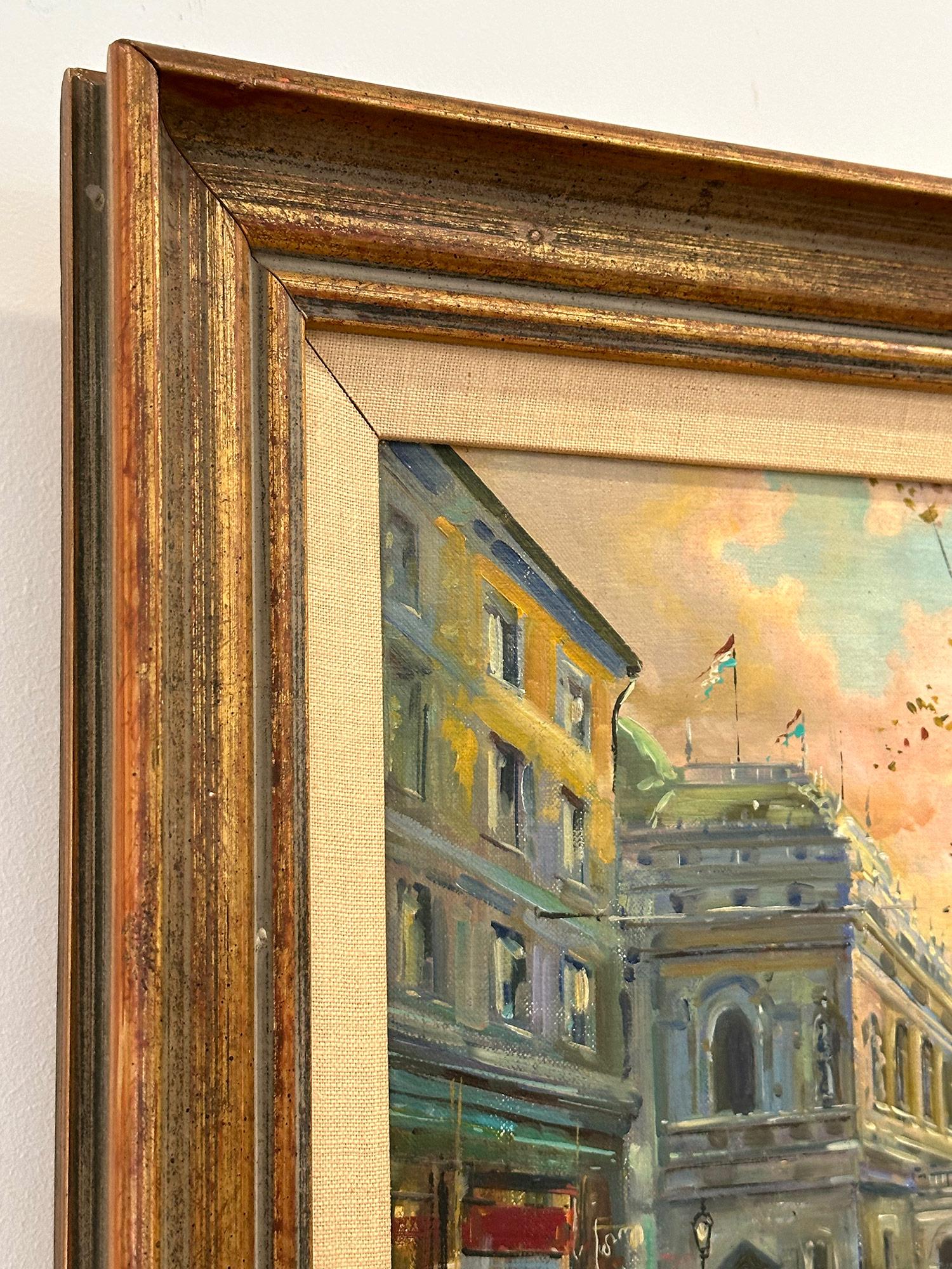 « Scène de rue de Budapest » 20e siècle Peinture à l'huile impressionniste hongroise sur toile en vente 8