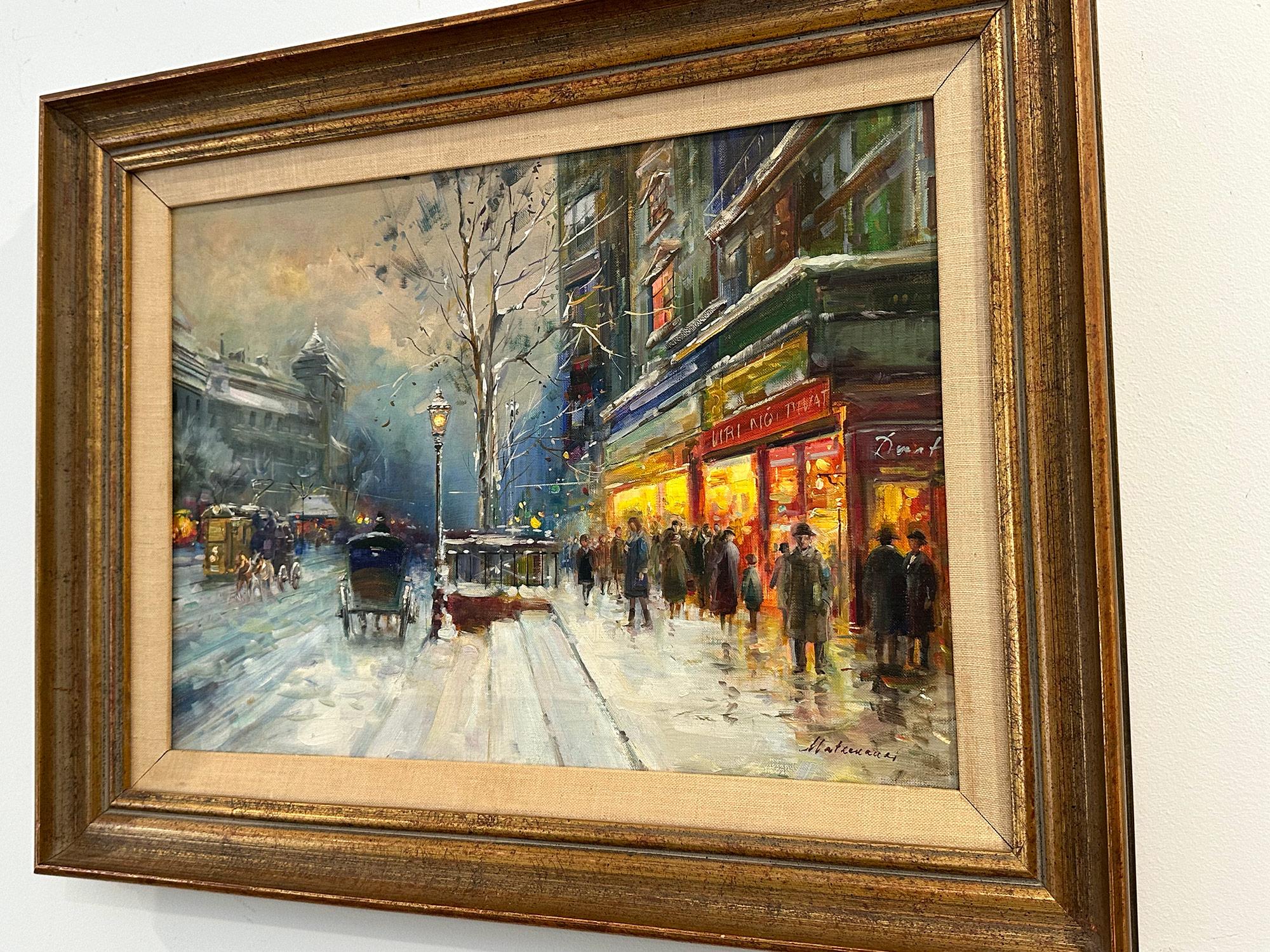Ungarisches impressionistisches Ölgemälde auf Leinwand „ Budapest im Schnee“, 20. Jahrhundert im Angebot 12