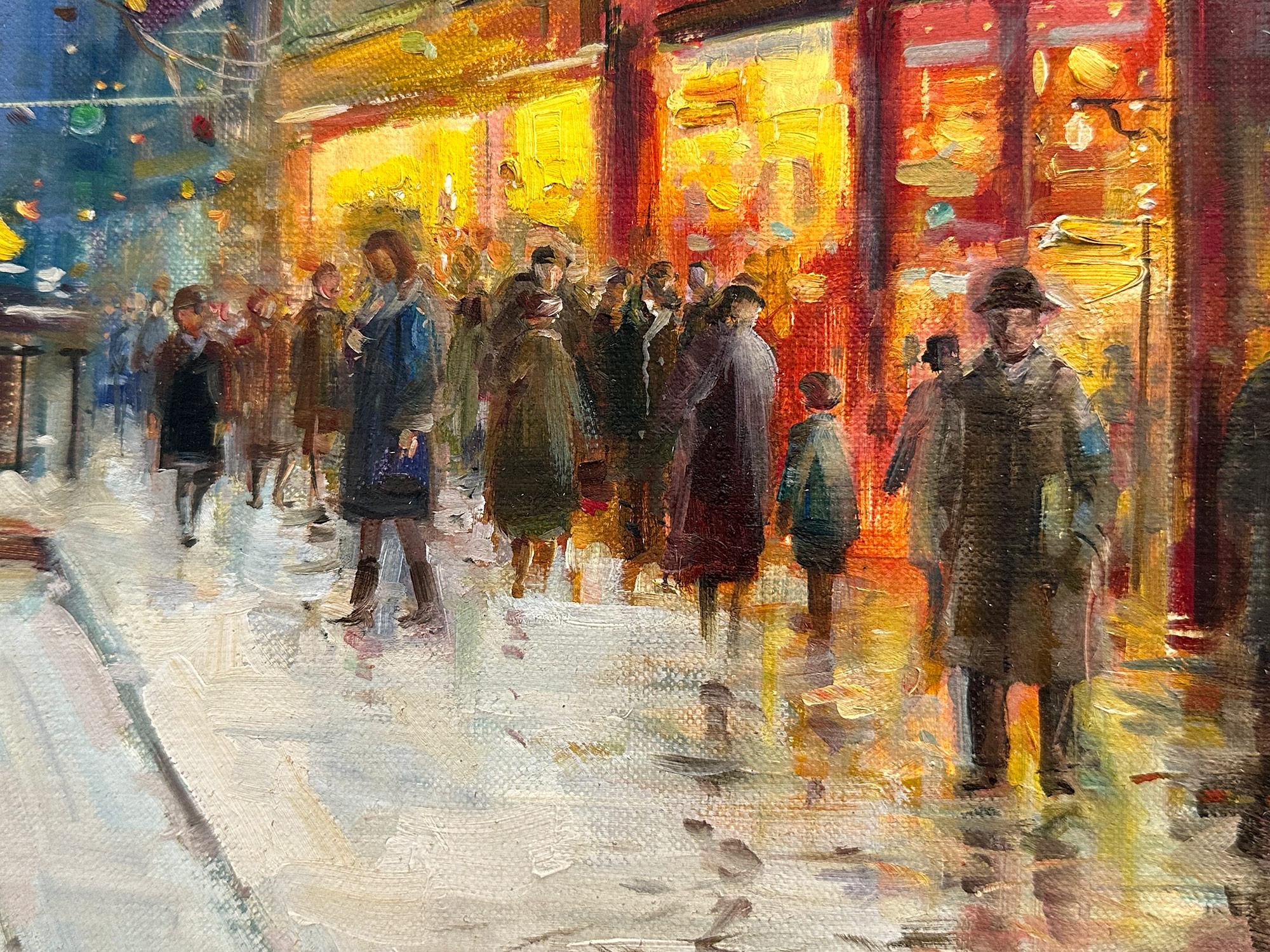 « Budapest in Snow », peinture à l'huile impressionniste hongroise du 20e siècle sur toile - Post-impressionnisme Painting par Hugo Matzenauer