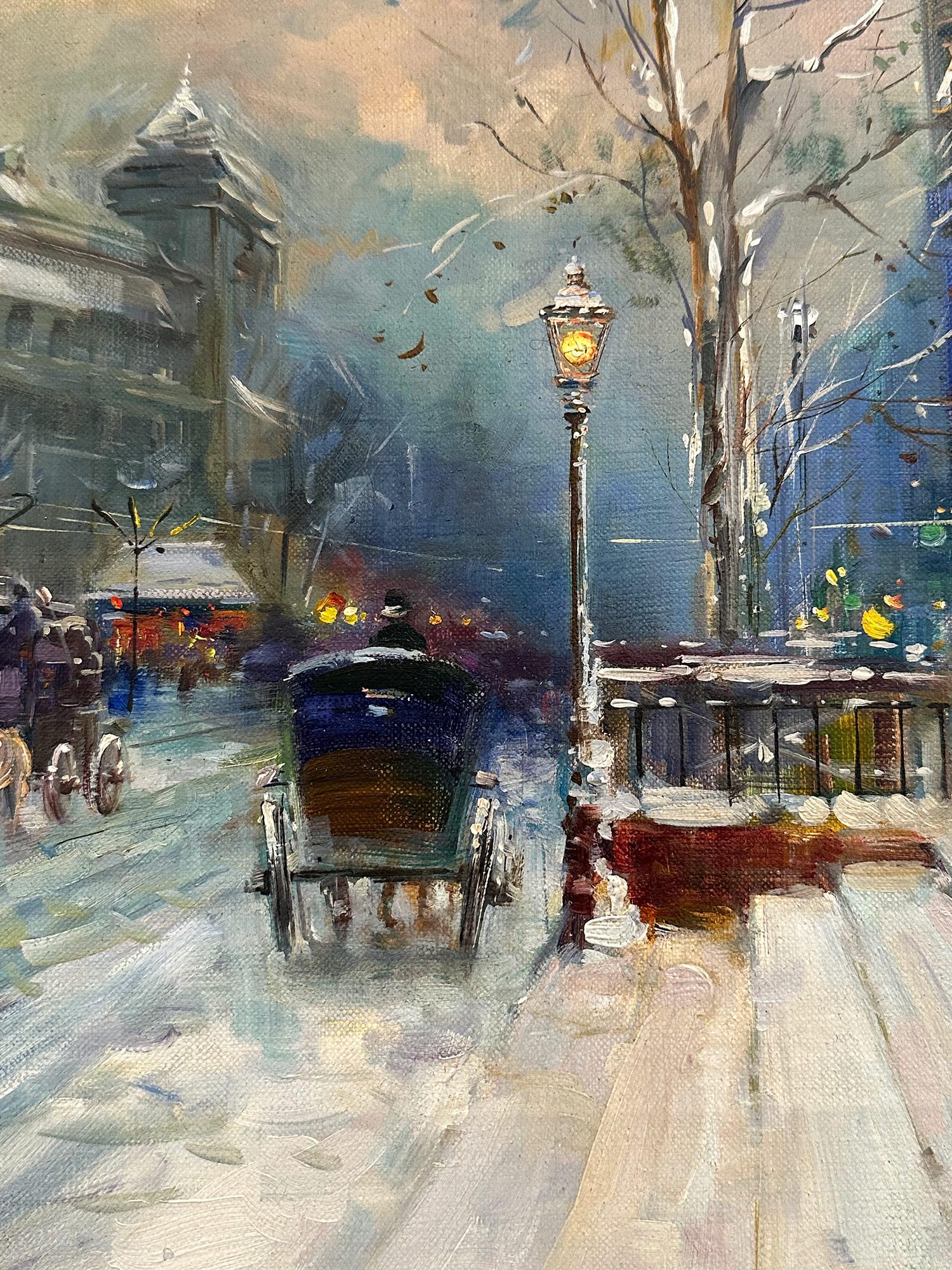 « Budapest in Snow », peinture à l'huile impressionniste hongroise du 20e siècle sur toile en vente 2