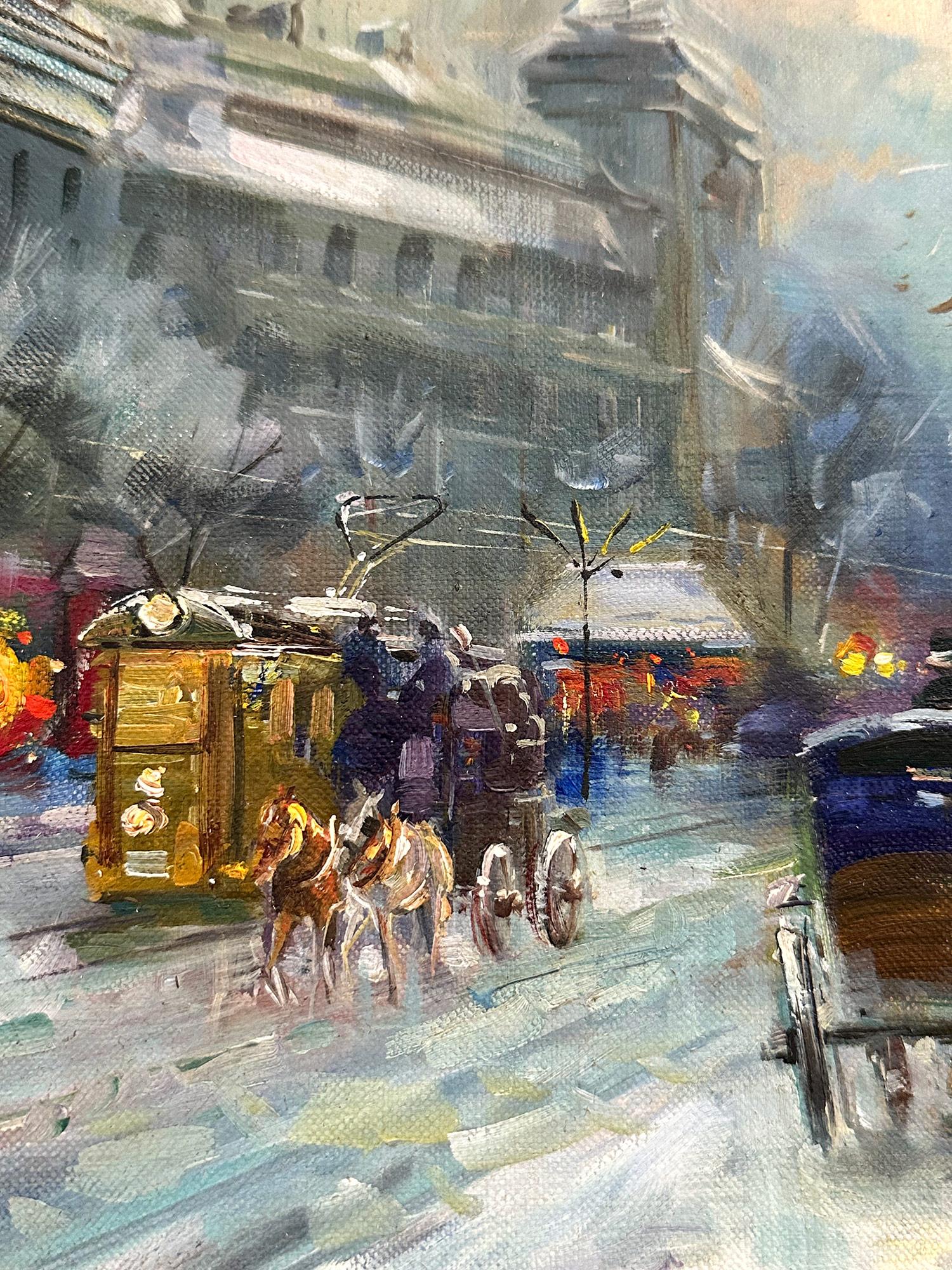 « Budapest in Snow », peinture à l'huile impressionniste hongroise du 20e siècle sur toile en vente 3