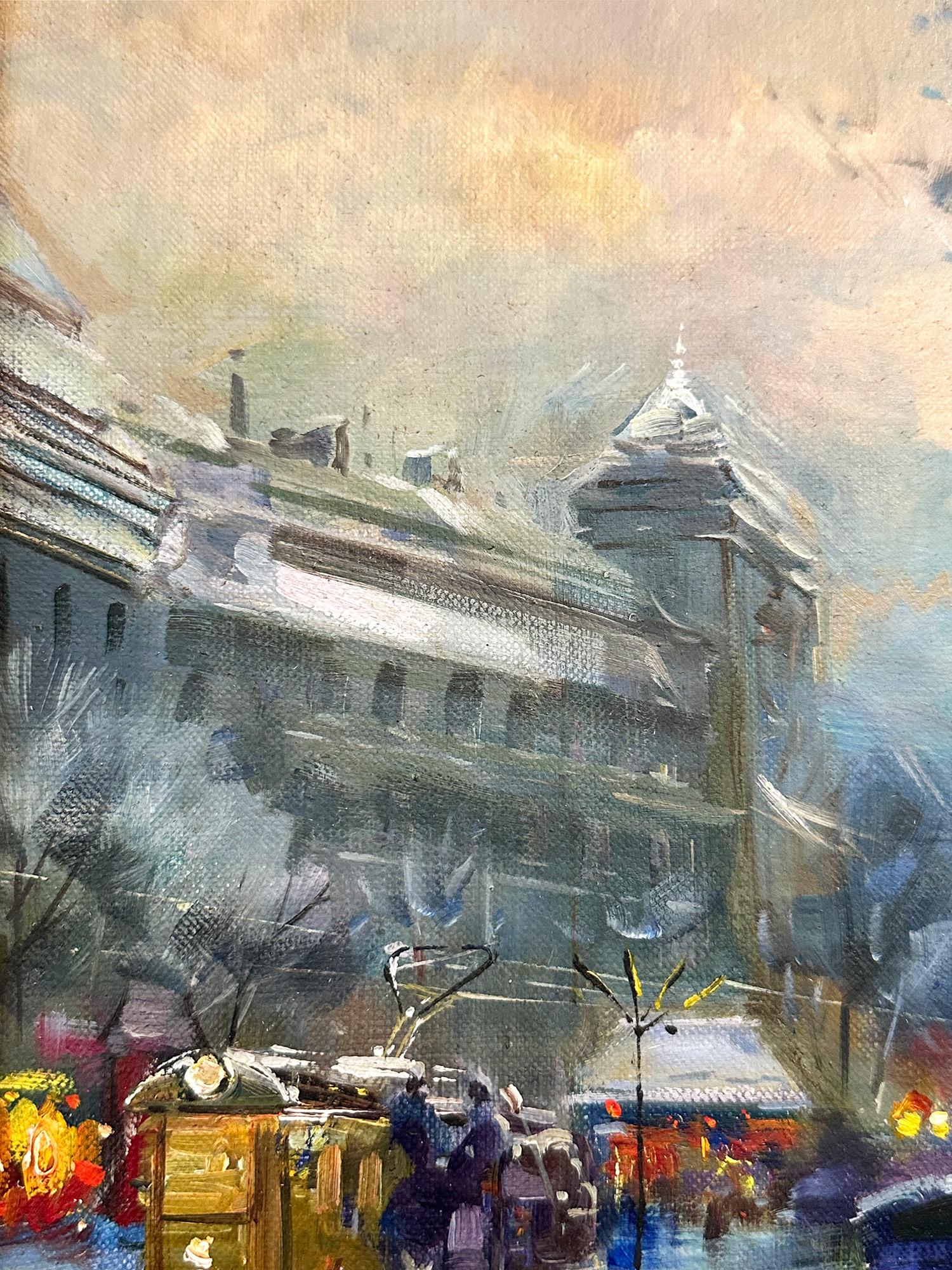 Ungarisches impressionistisches Ölgemälde auf Leinwand „ Budapest im Schnee“, 20. Jahrhundert im Angebot 4