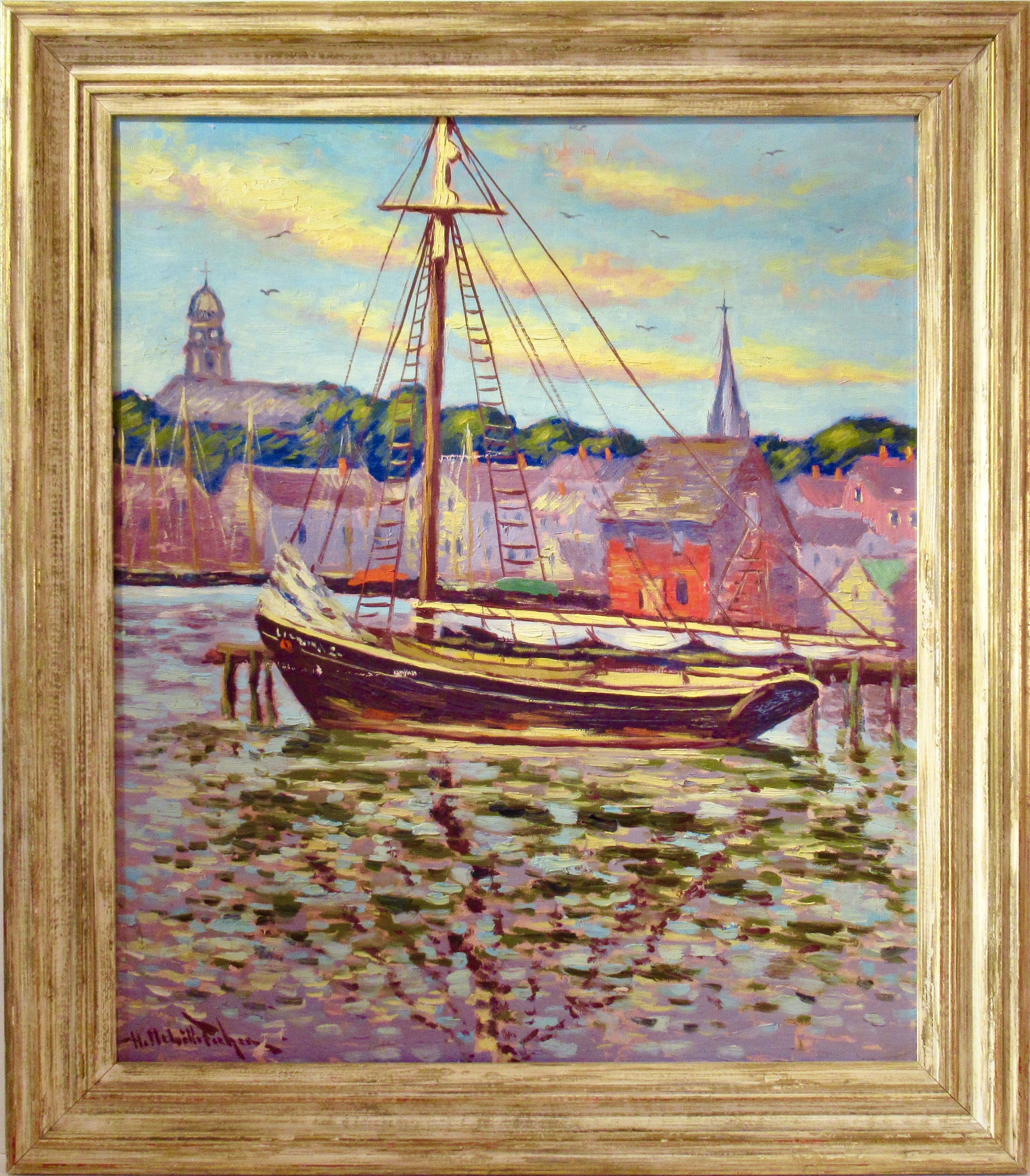 Hugo Melville Fisher Landscape Painting - Harbor Scene