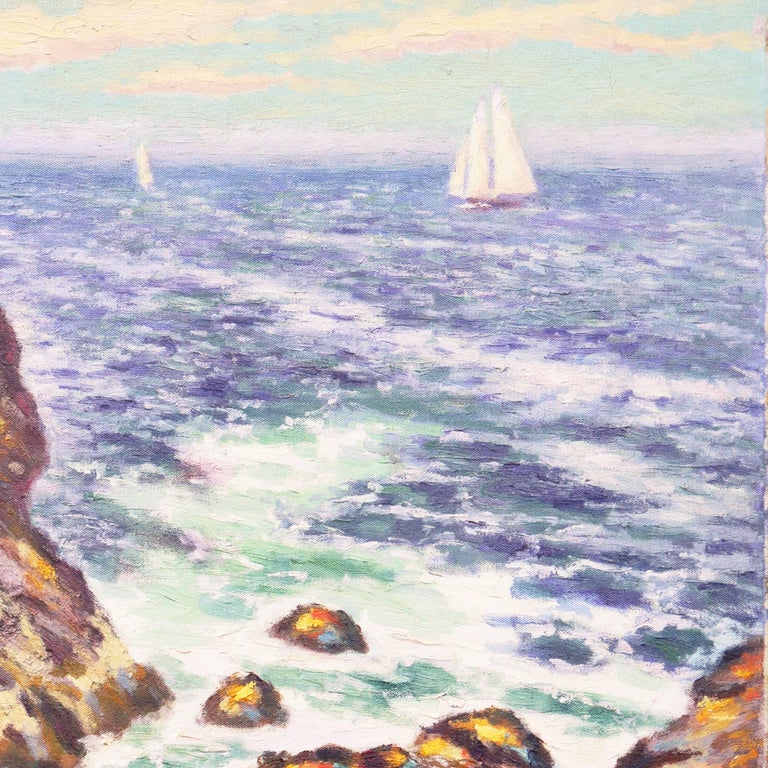 'New England Coast', Paris, New York, Royal Academy of Art, London, Benezit - Gray Landscape Painting by Hugo Melville Fisher