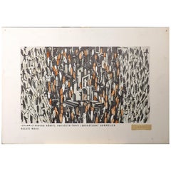 Hugo Mohl Concept for a Mural, Midcentury Abstract Painting, circa 1970