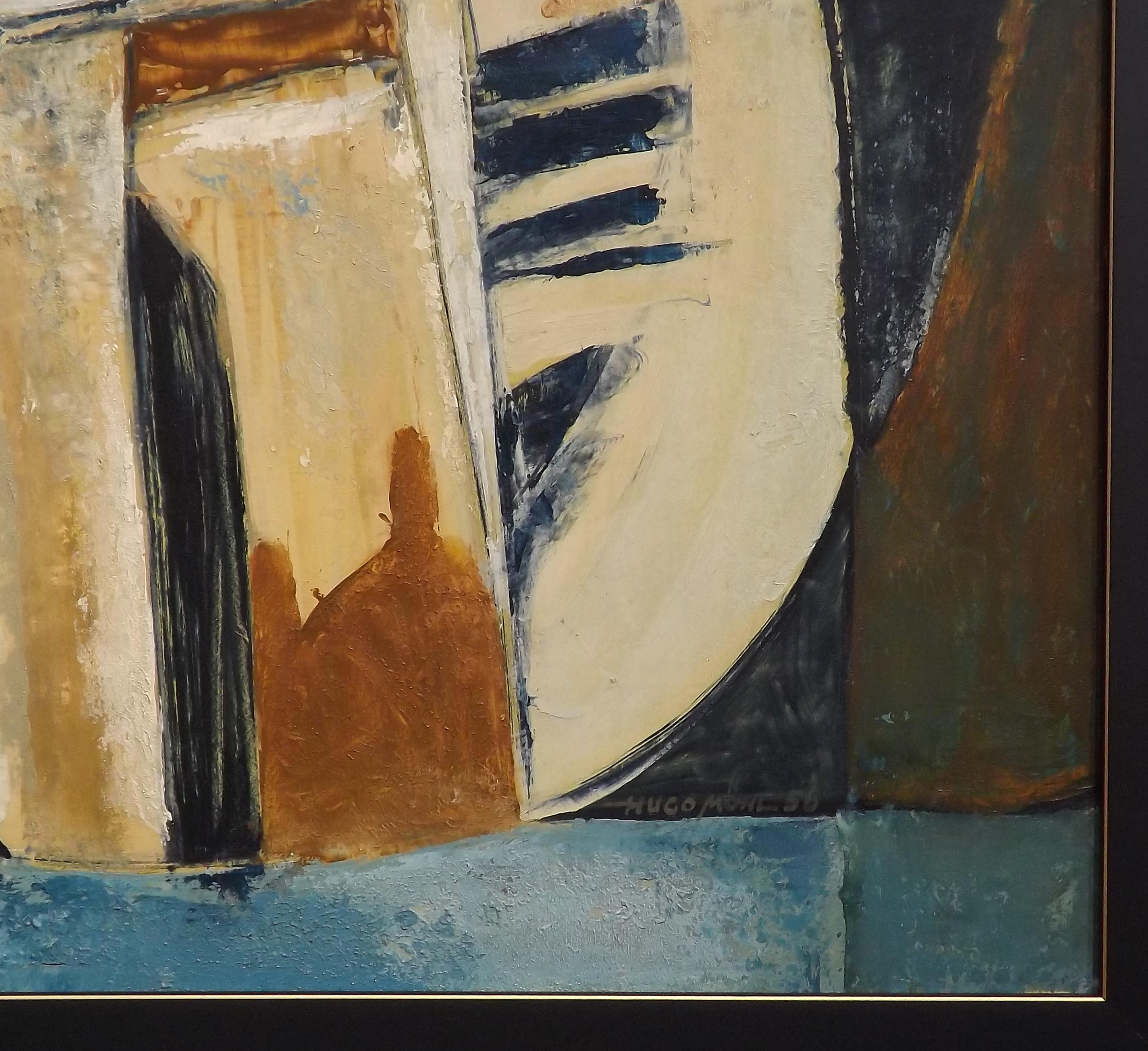 Mid-Century Modern Hugo Mohl 'Die Brucke' / 'the Bridge' Midcentury Abstract Painting, Dated 1956