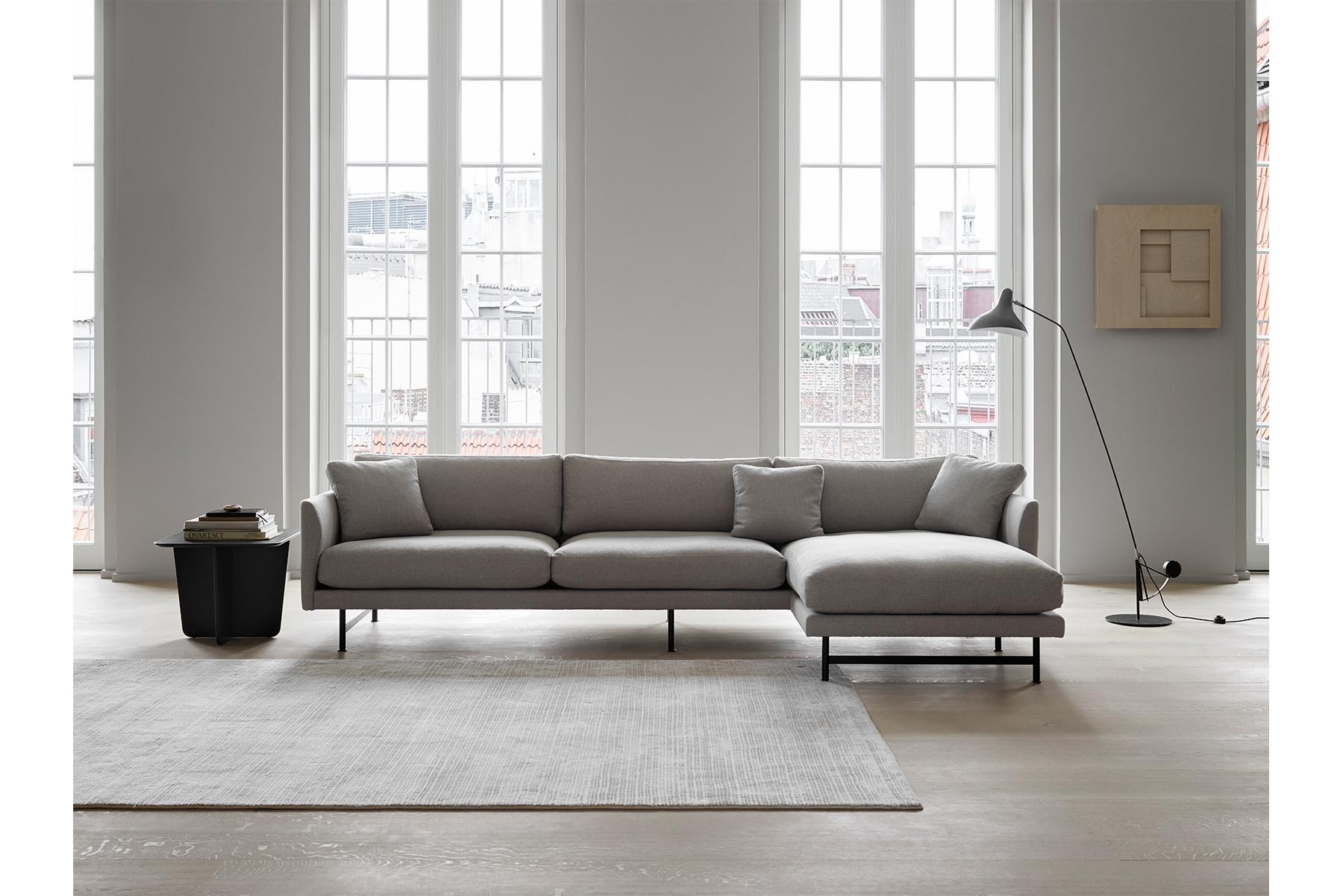 Mid-Century moderno Hugo Passos Calmo Divano 95, 3 posti, Chaise, Base in metallo in vendita