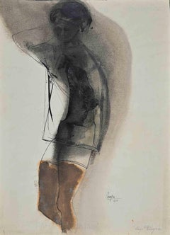 Vintage Portrait of Boy - Original Drawing by Hugo Pereyra - 1964