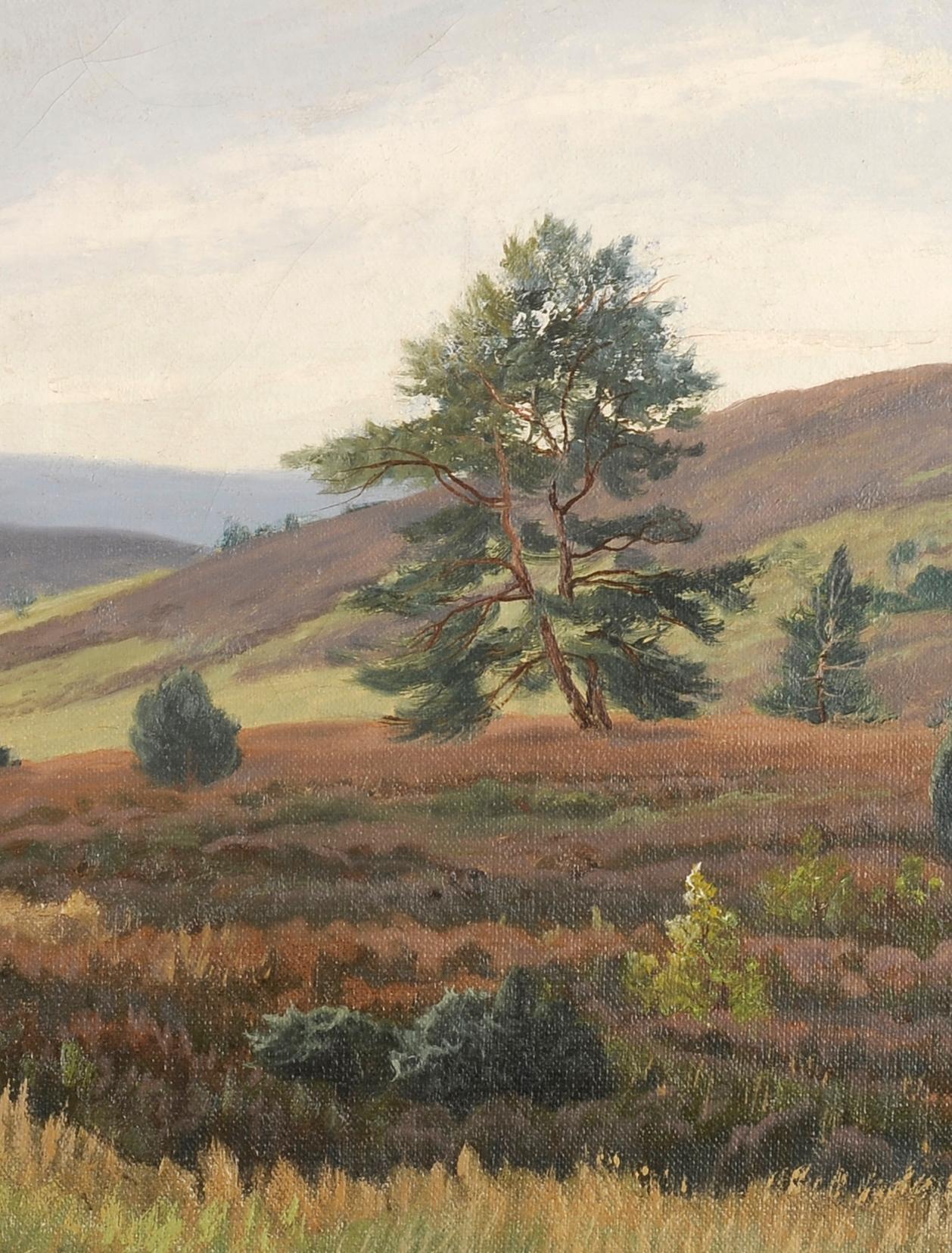 Paesaggio danese con erica - Painting di Hugo Petersen