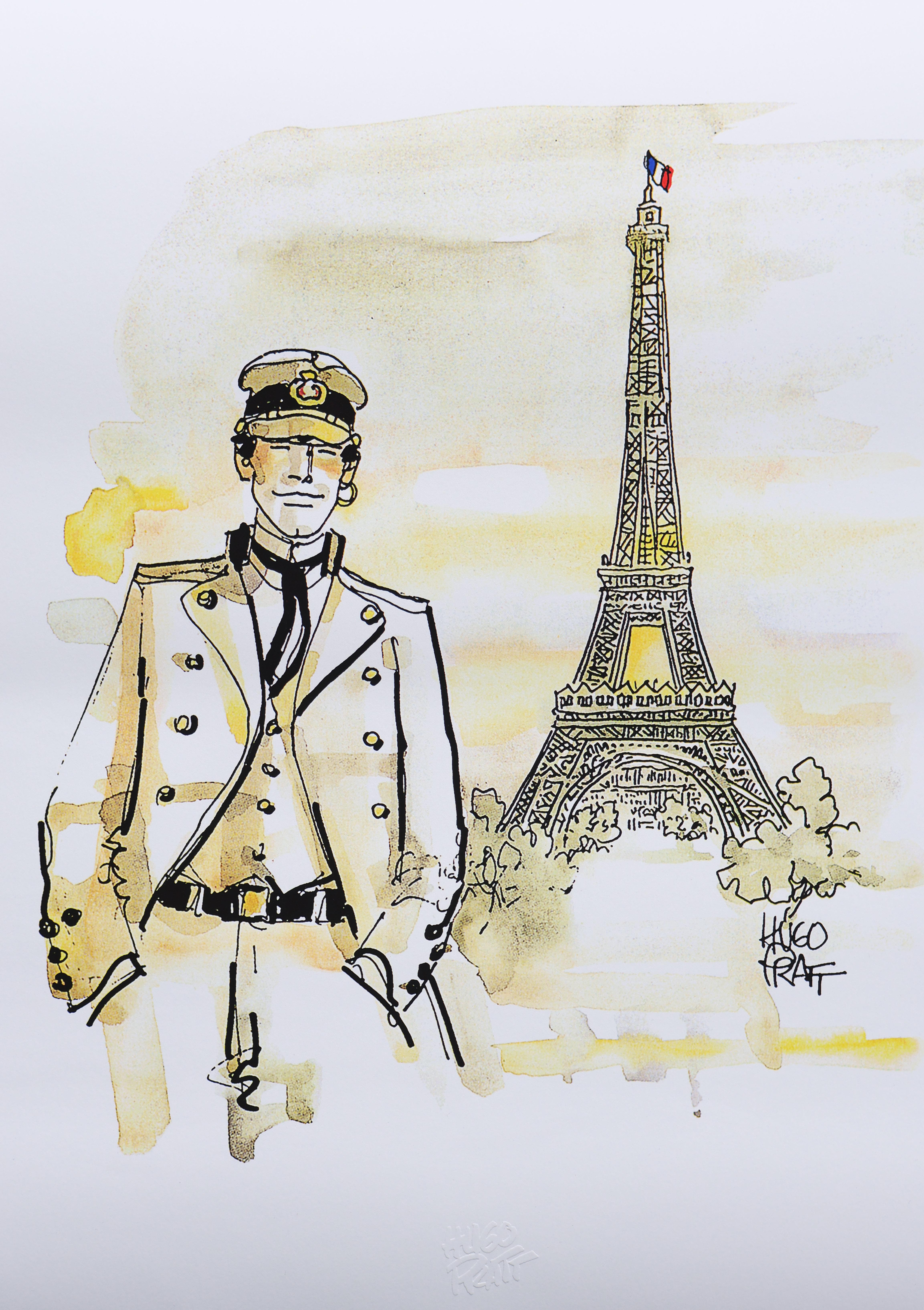 Corto Maltese : PARIS - Original Screenprint Ltd /500 - Modern Print by Hugo PRATT