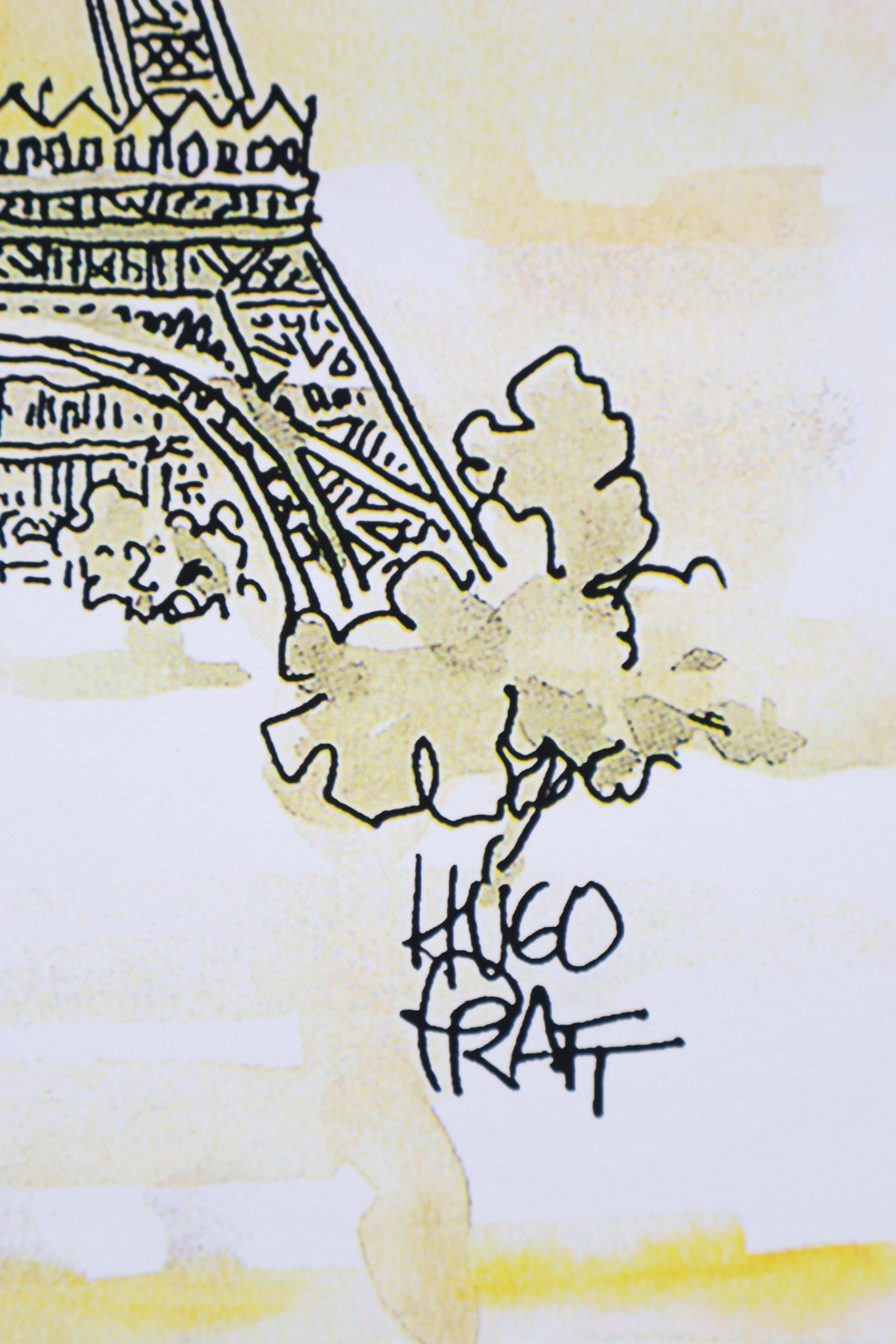 Corto Maltese : PARIS - Original Screenprint Ltd /500 - Gray Portrait Print by Hugo PRATT