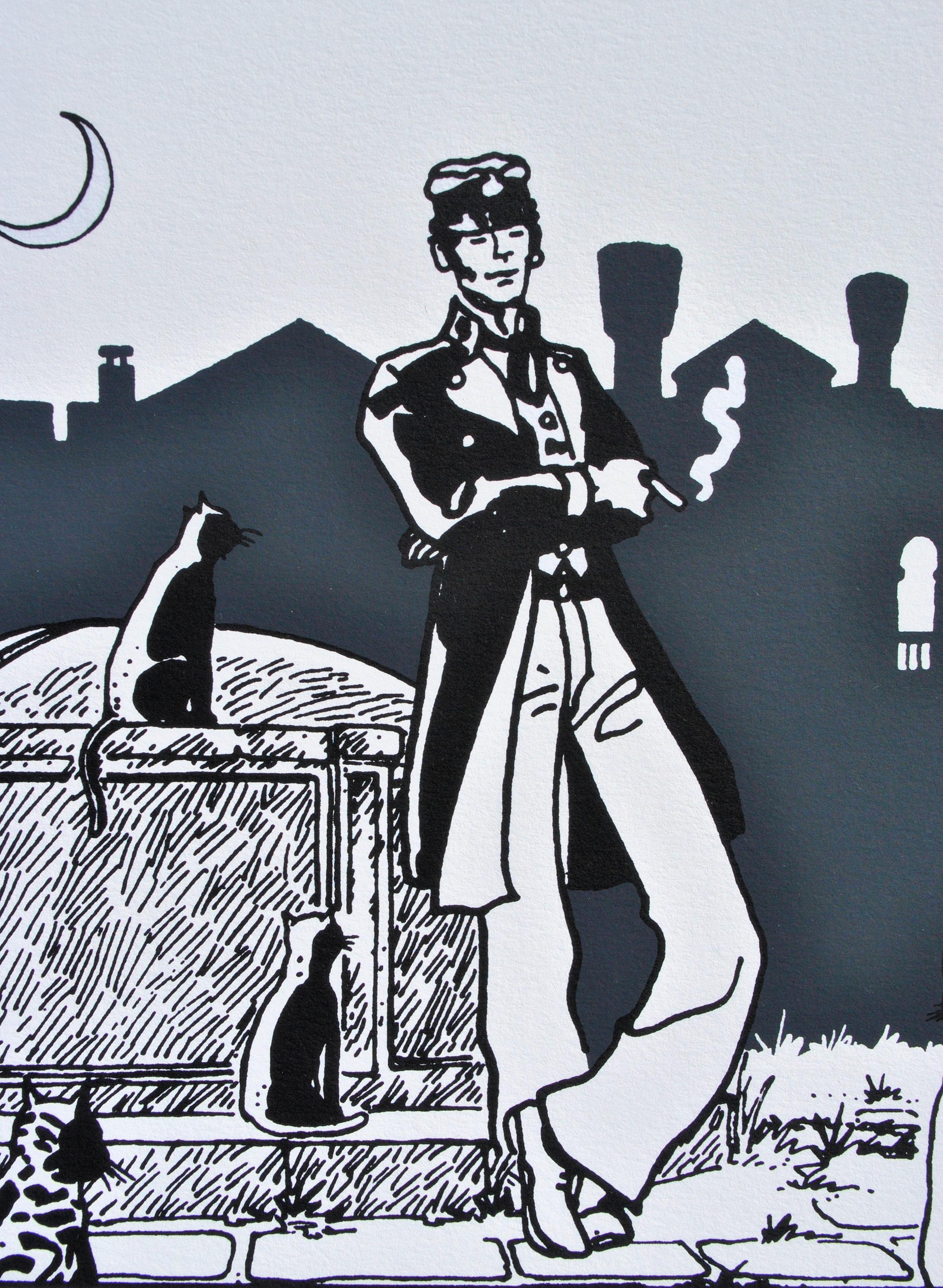 Corto Maltese :  The Cats - Original Screenprint Ltd /500 - Modern Print by Hugo PRATT