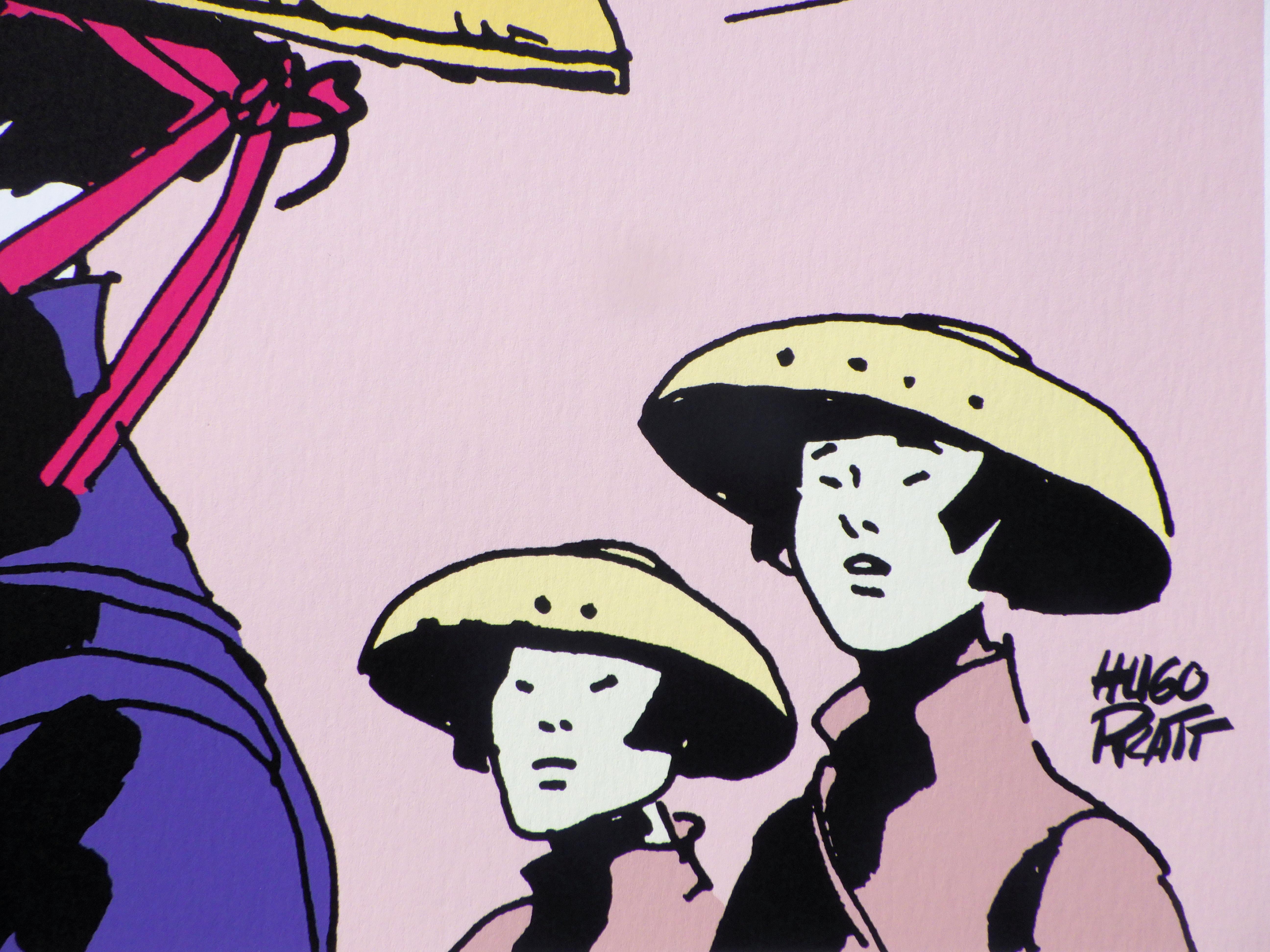 Corto Maltese : Femmes - Sérigraphie originale Ltd /500 - Gris Portrait Print par Hugo PRATT