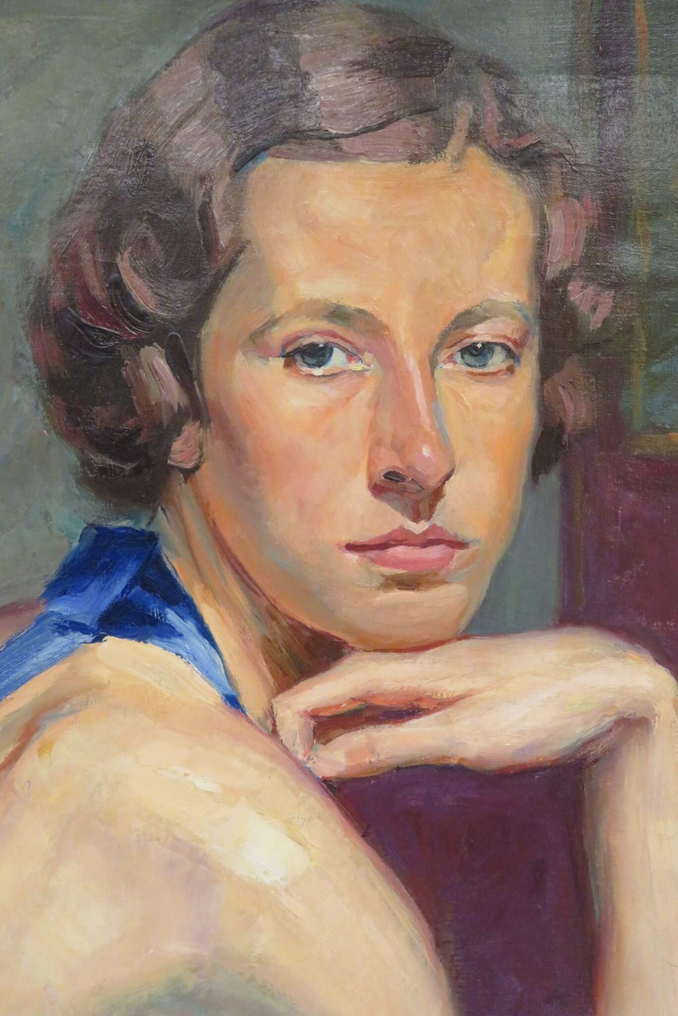Original schönes ÖLGEMÄLDE aus den 1930er Jahren Porträt einer Dame SIGNIERT - Österreich  – Painting von HUGO RITTER VON BOUVARD