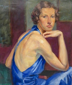 Original beautiful 1930's OIL PAINTING portrait of a lady SIGNED - Austrian 