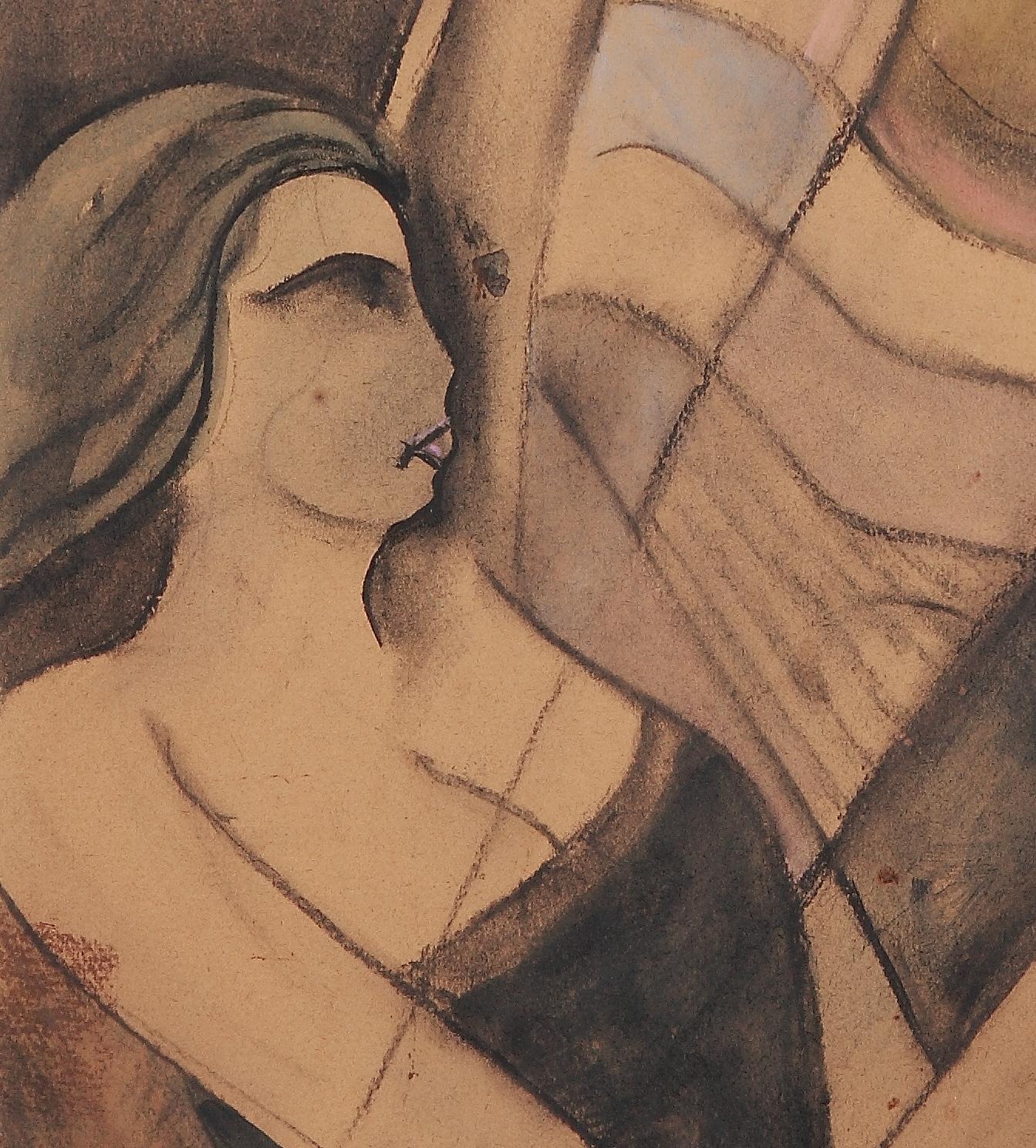 Großer Scheiber-Pastell „Sailing“, um 1930 (Schwarz), Figurative Painting, von Hugó Scheiber