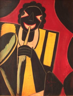 "Jazz Musician" Oil Painting 1930 by Hugó Scheiber