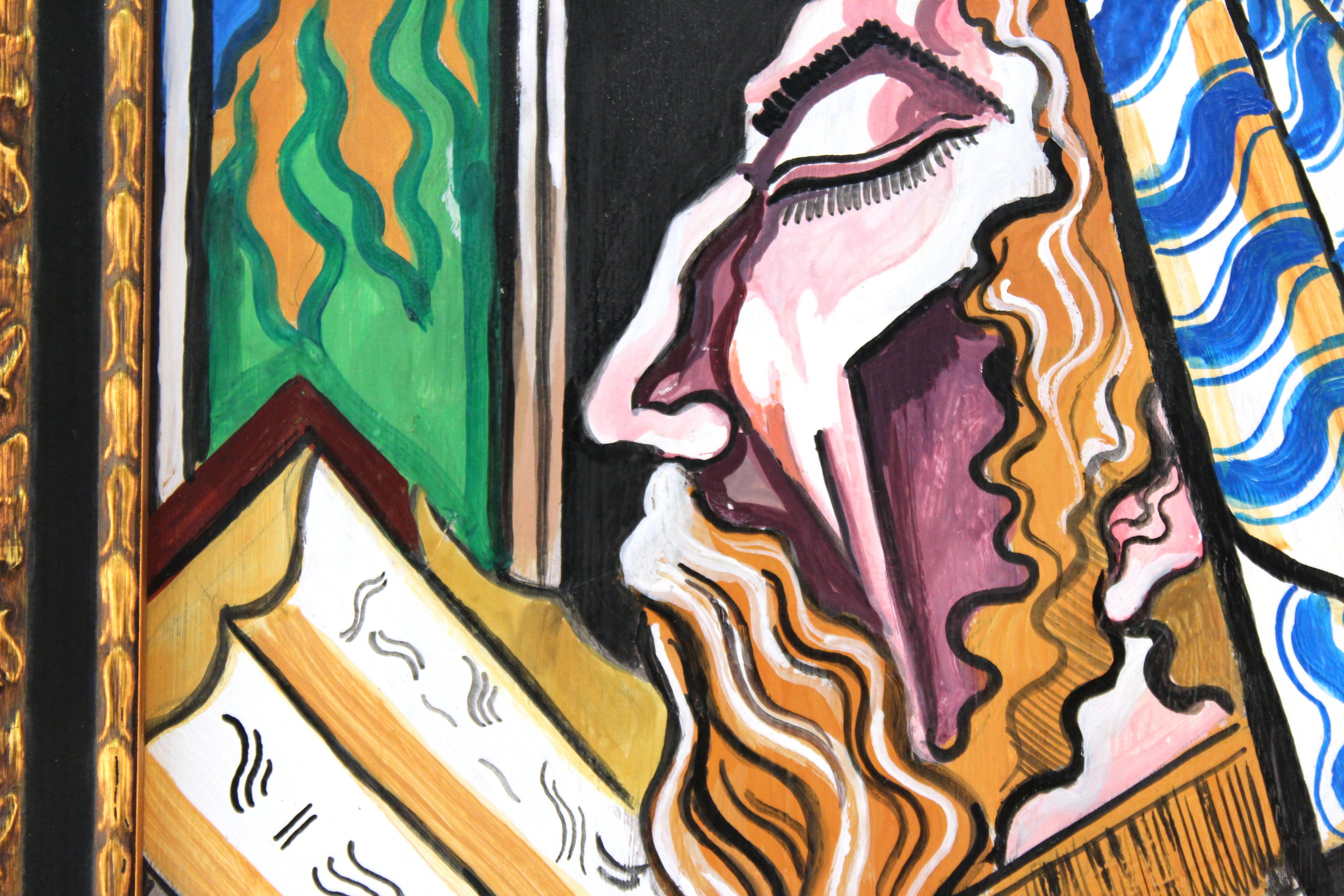 Rabbinisches expressionistisches Porträtgemälde des Jüdischen Expressionismus, Hugo Scheiber zugeschrieben  (Mitte des 20. Jahrhunderts) im Angebot