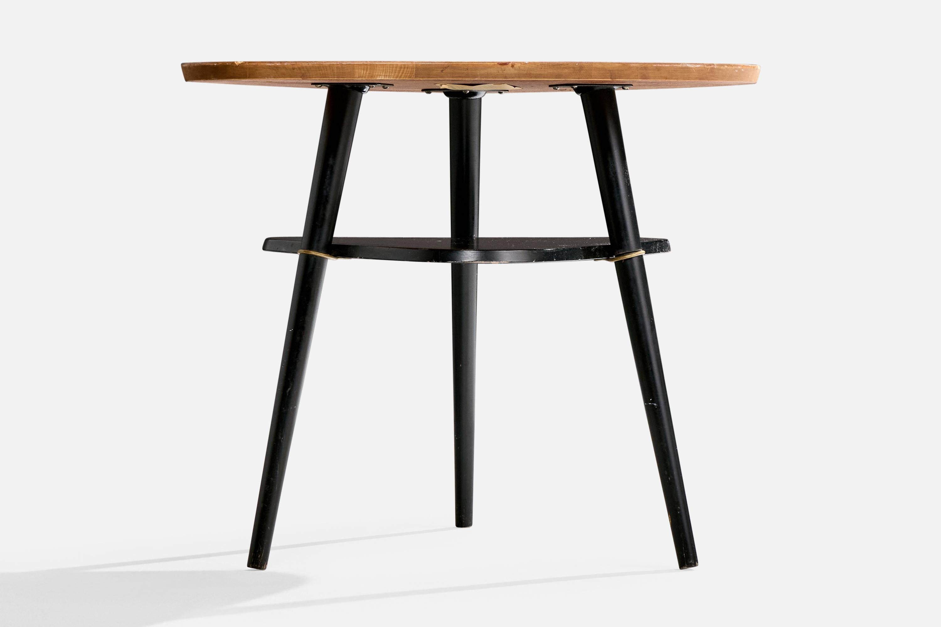 Swedish Hugo Troeds, Side Table, Oak, Brass, Sweden, 1950s For Sale