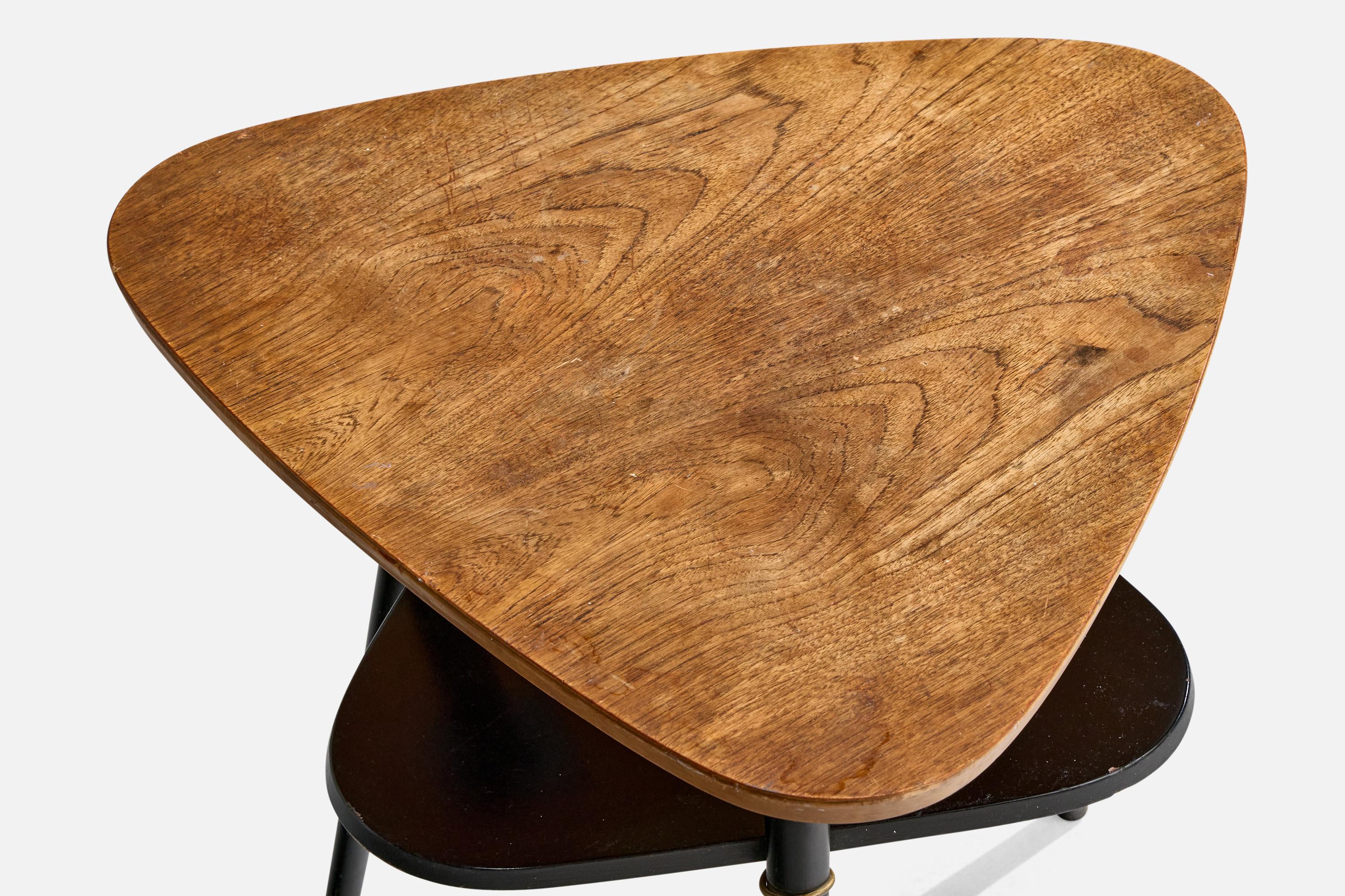 Hugo Troeds, Side Table, Oak, Brass, Sweden, 1950s In Good Condition For Sale In High Point, NC