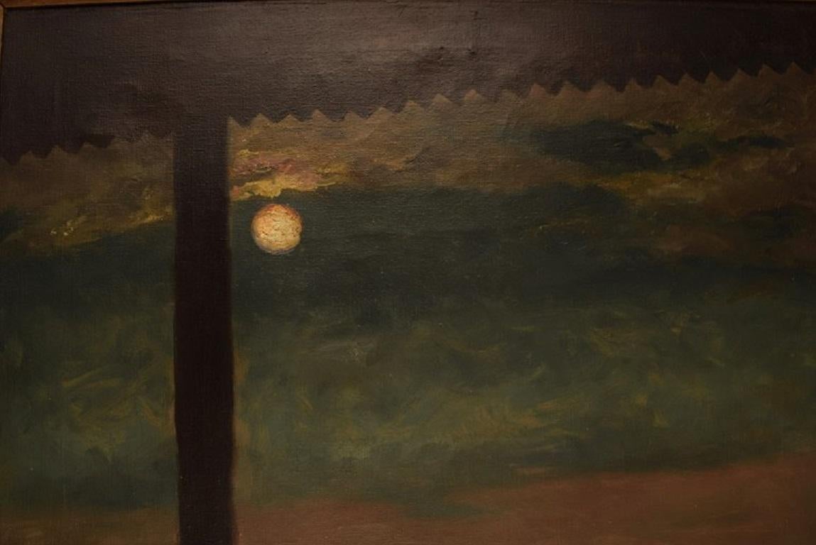 Danish Hugo Vilfred Pedersen, Denmark, Oil on Canvas, Landscape with Moon