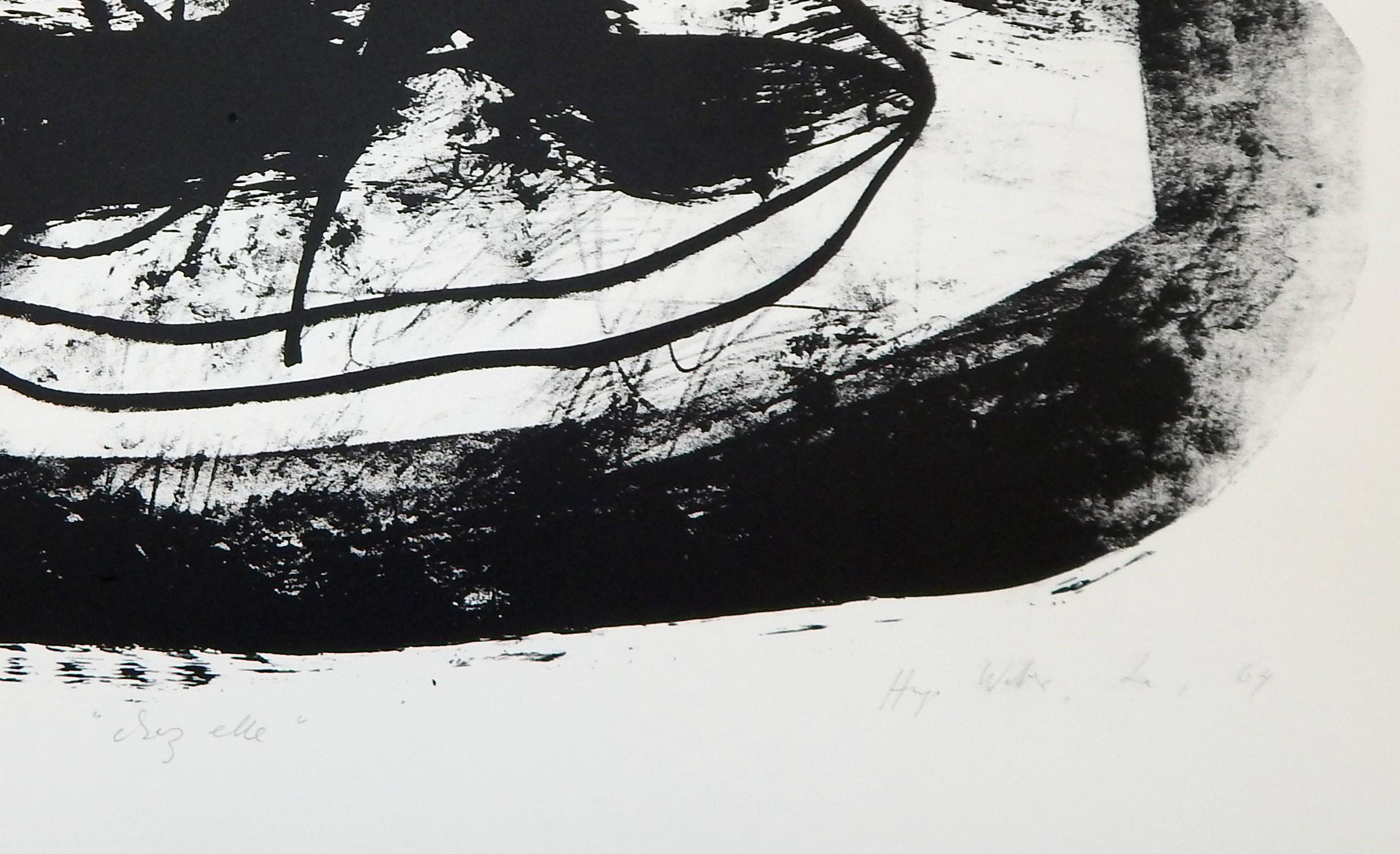 Hugo Weber Original abstrakte Farblithographie mit dem Titel Chez Elle, 1964 (amerikanisch) im Angebot