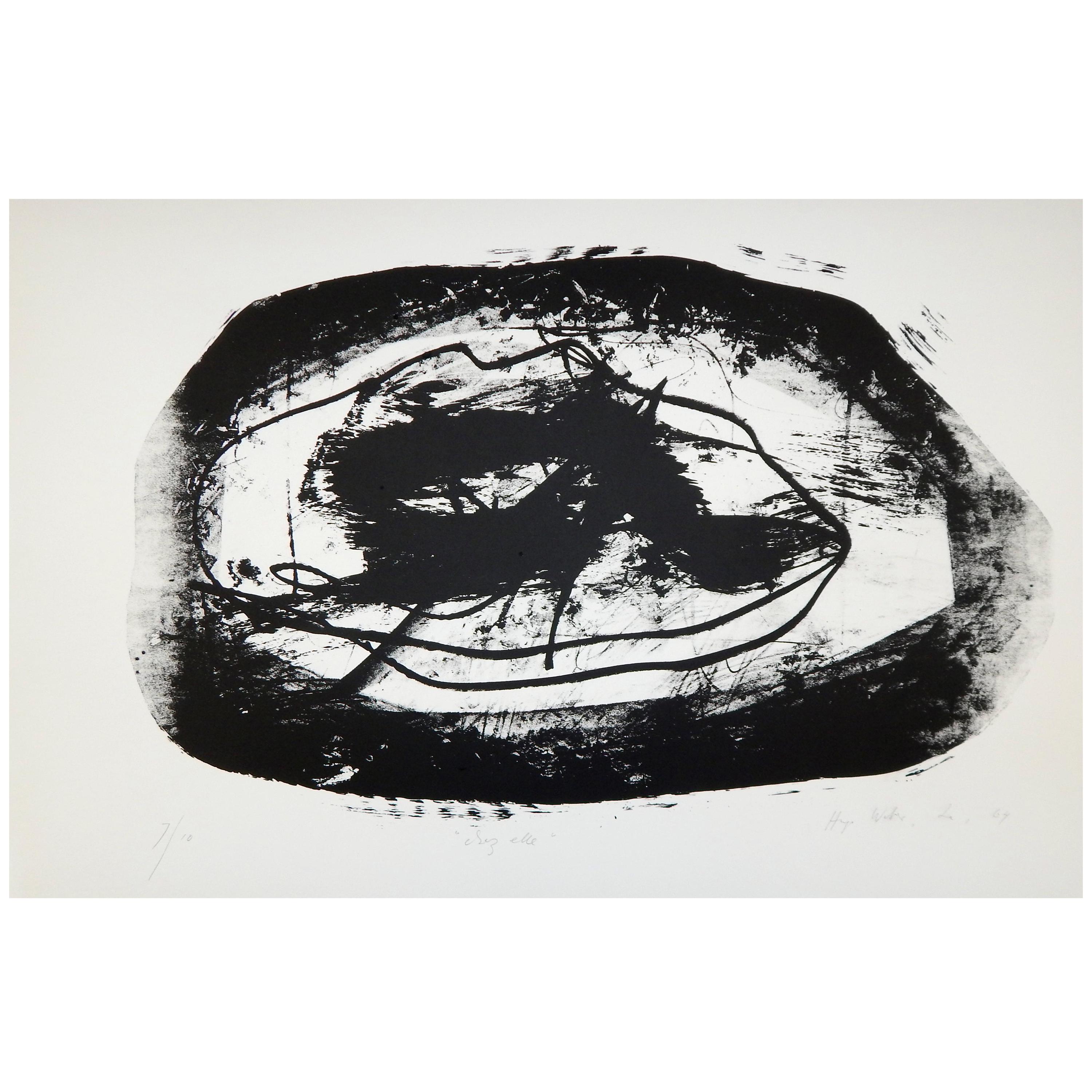 Hugo Weber Original Abstract Color Lithograph Titled “Chez Elle”, 1964 For Sale