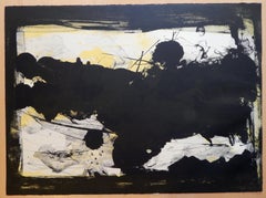 Hugo Weber Original Abstract Color Lithograph Titled "Black Print", 1964
