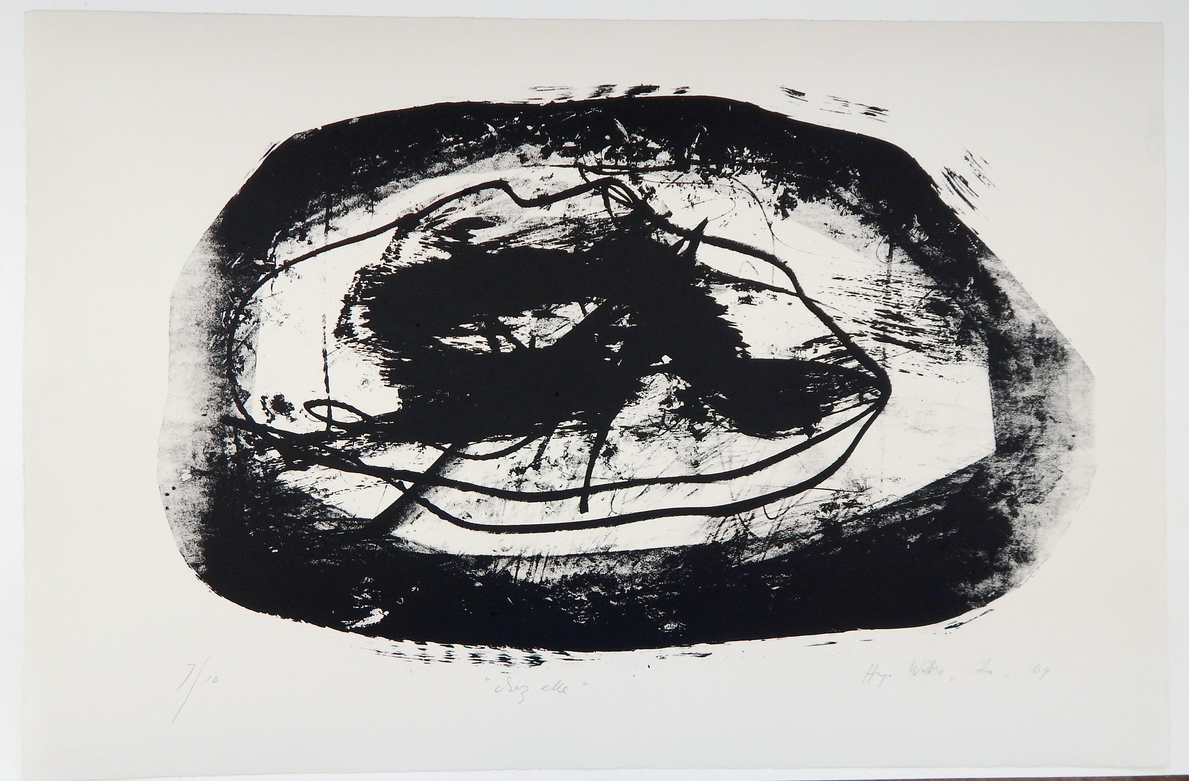 Hugo Weber Original Abstract Color Lithograph Titled “Chez Elle”, 1964 For Sale 1