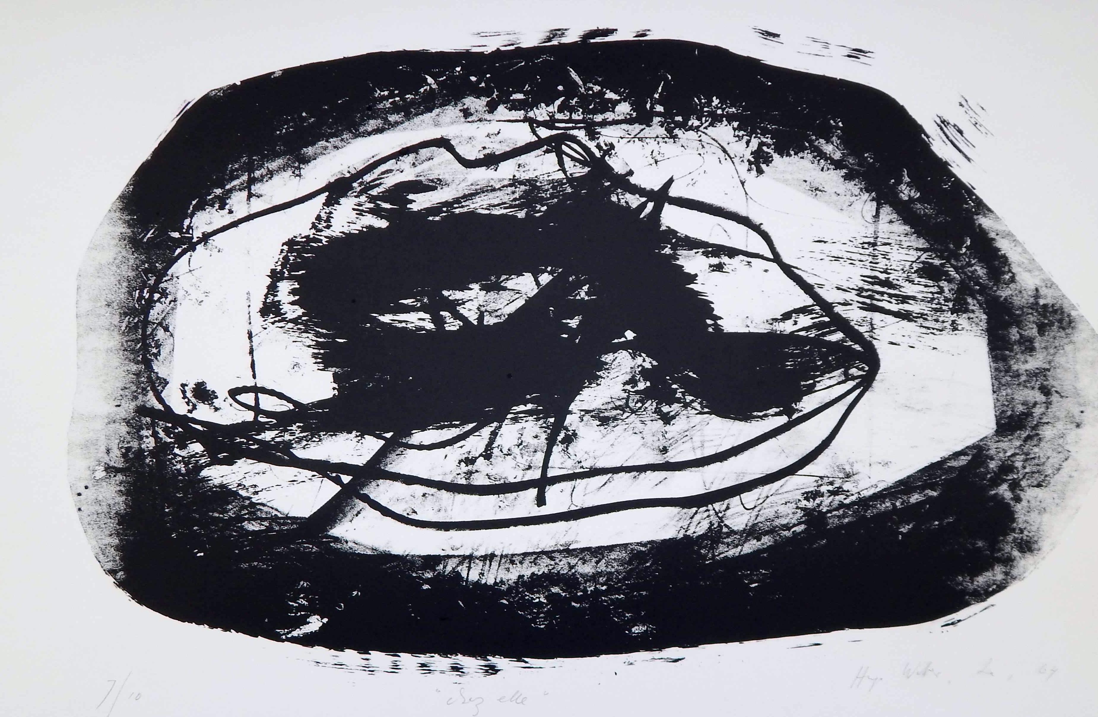 Hugo Weber Original Abstract Color Lithograph Titled “Spook Noir”, 1964 For Sale 3