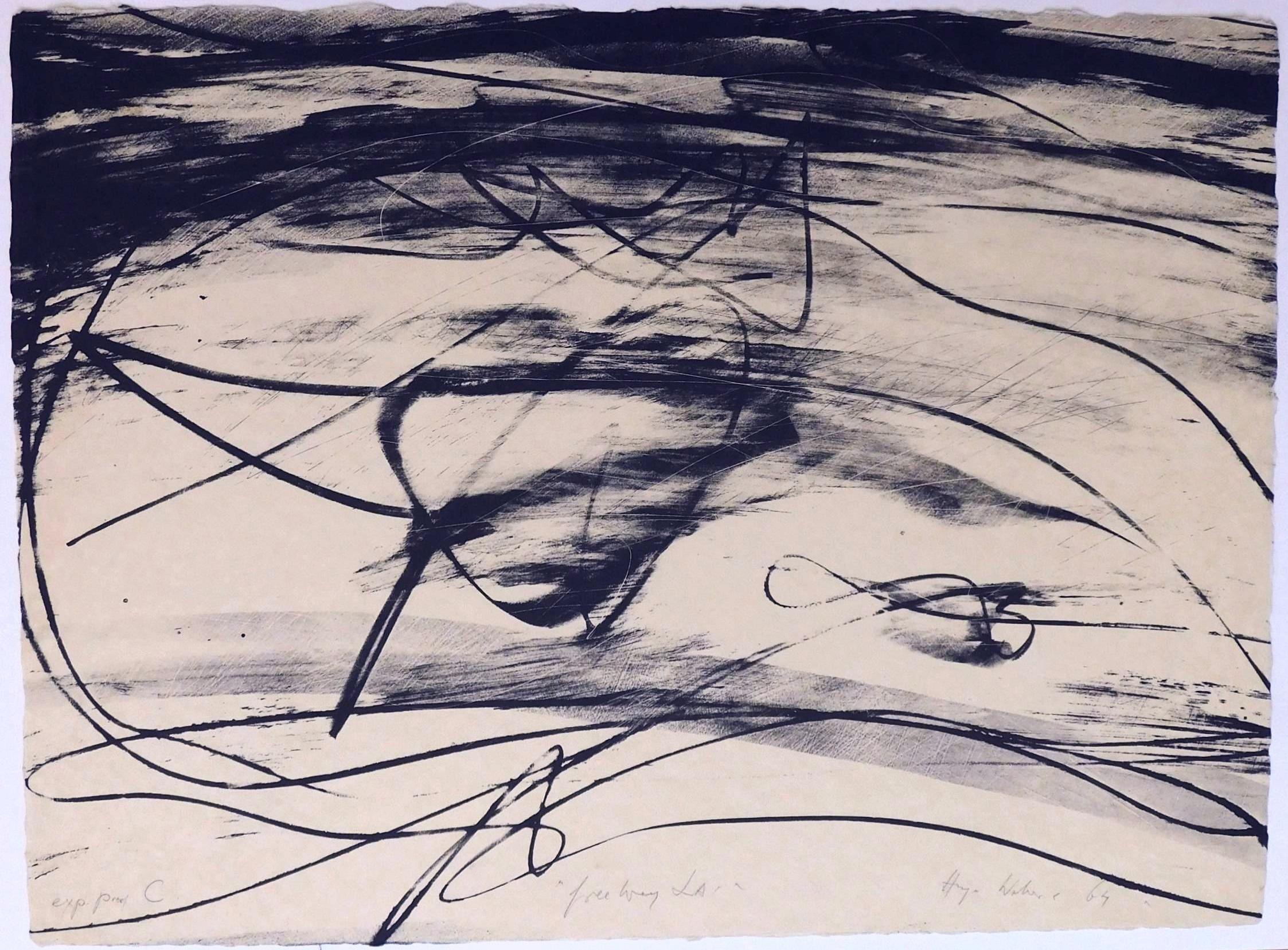 Originallithographie von Hugo Weber, 1964 – „Freeway L.A.“ im Angebot 1