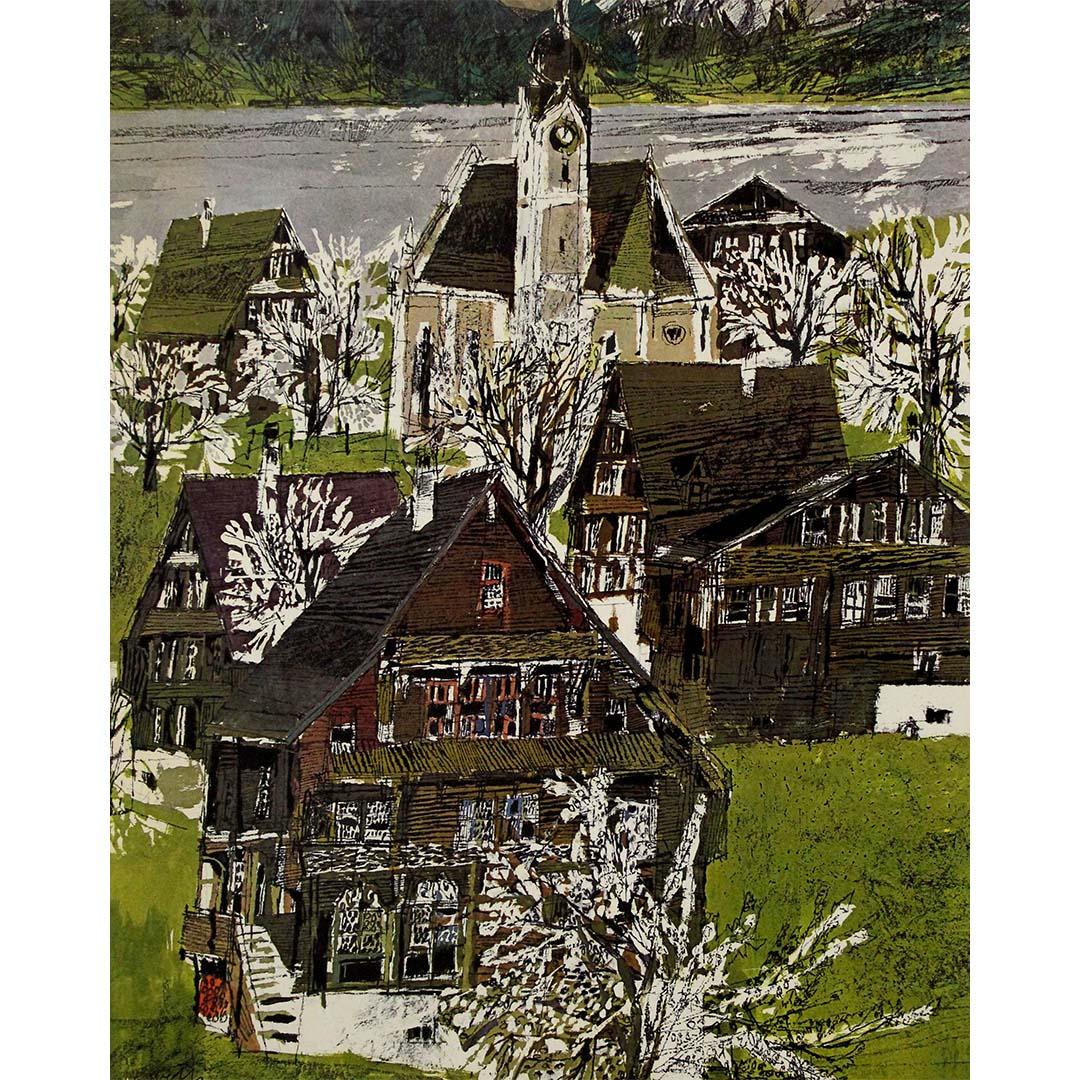 Circa 1950 original poster by Hugo Wetli - Printemps au lac des quatres cantons For Sale 2