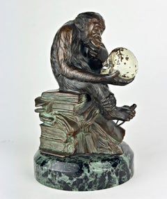 Bronze, Monkey With Skull, 1900, German, Signed