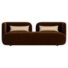 Hugs Sculptural Small Sofa In Deep Chocolate Velvet