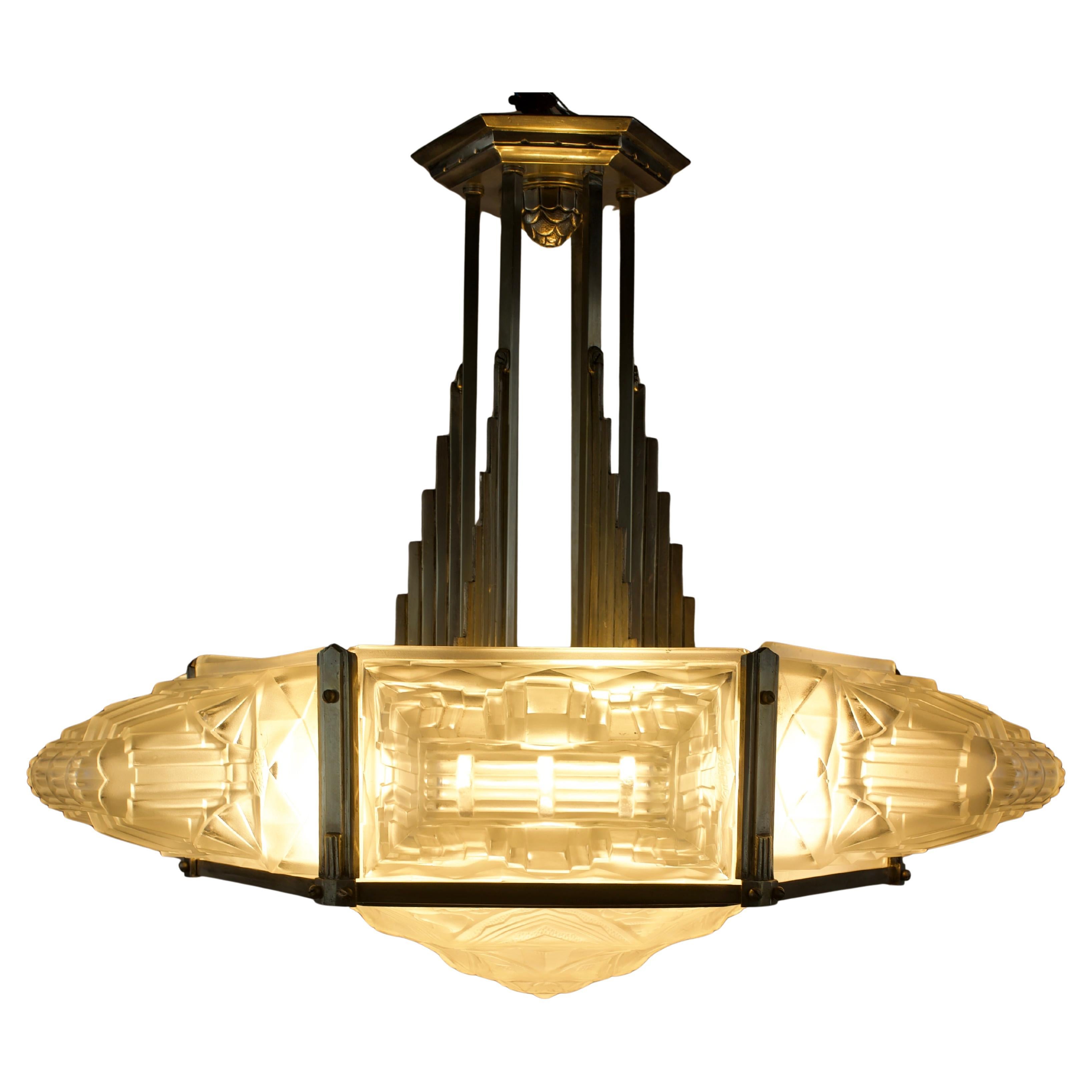 Hugue, Art Deco Chandelier, France 1920s