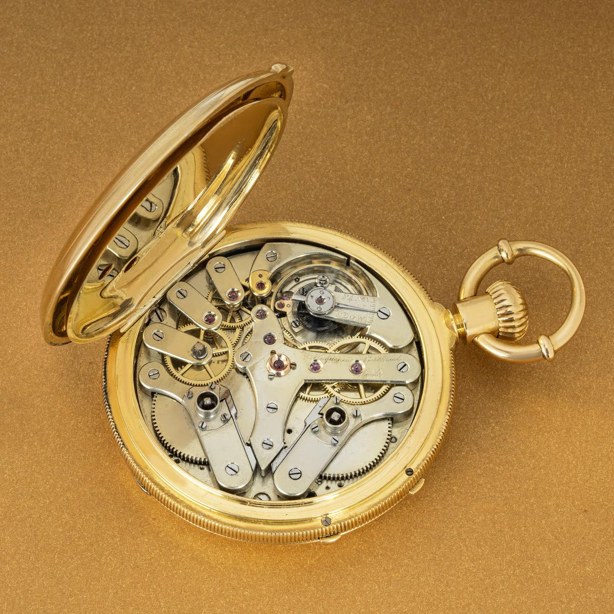Huguenin Berthoud. A Rare Early Gold, Hunting Cased, Watch Chronograph C1860 For Sale 3