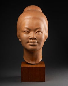 Hugues Bacquet : "South asian woman bust" - Original terracota C.1950/70