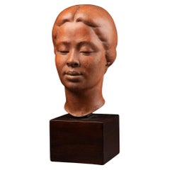 Hugues Bacquet : "South asian woman bust" - Original terracota C.1950/70