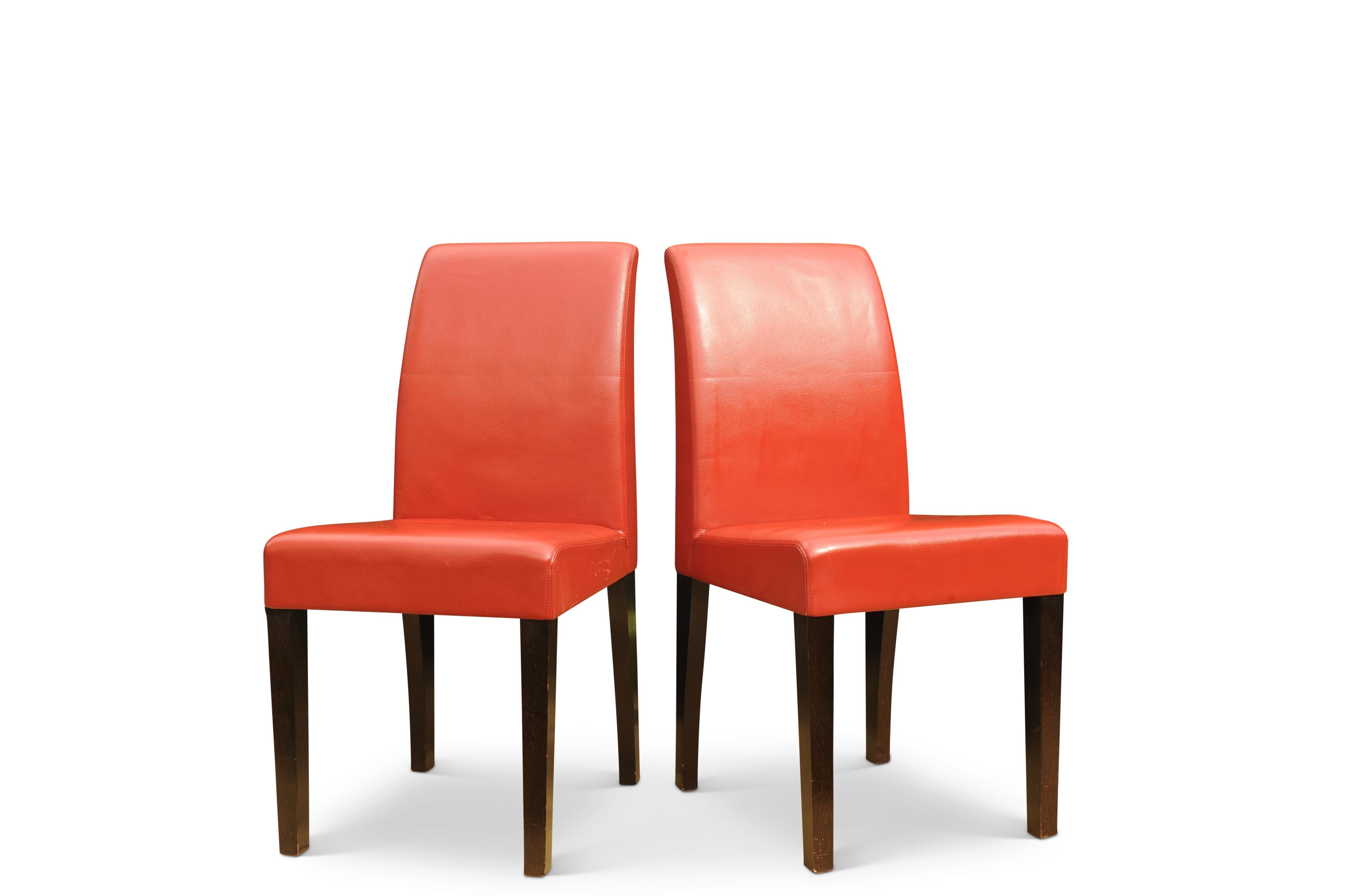 Art Deco Hugues Chevalier of Paris, France set of four Red leather Ying Bridge chairs For Sale