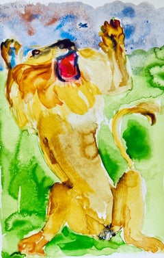 Vintage Le lion et le moucheron, Vingt fables de La fontaine, Hugues Christian Caillard
