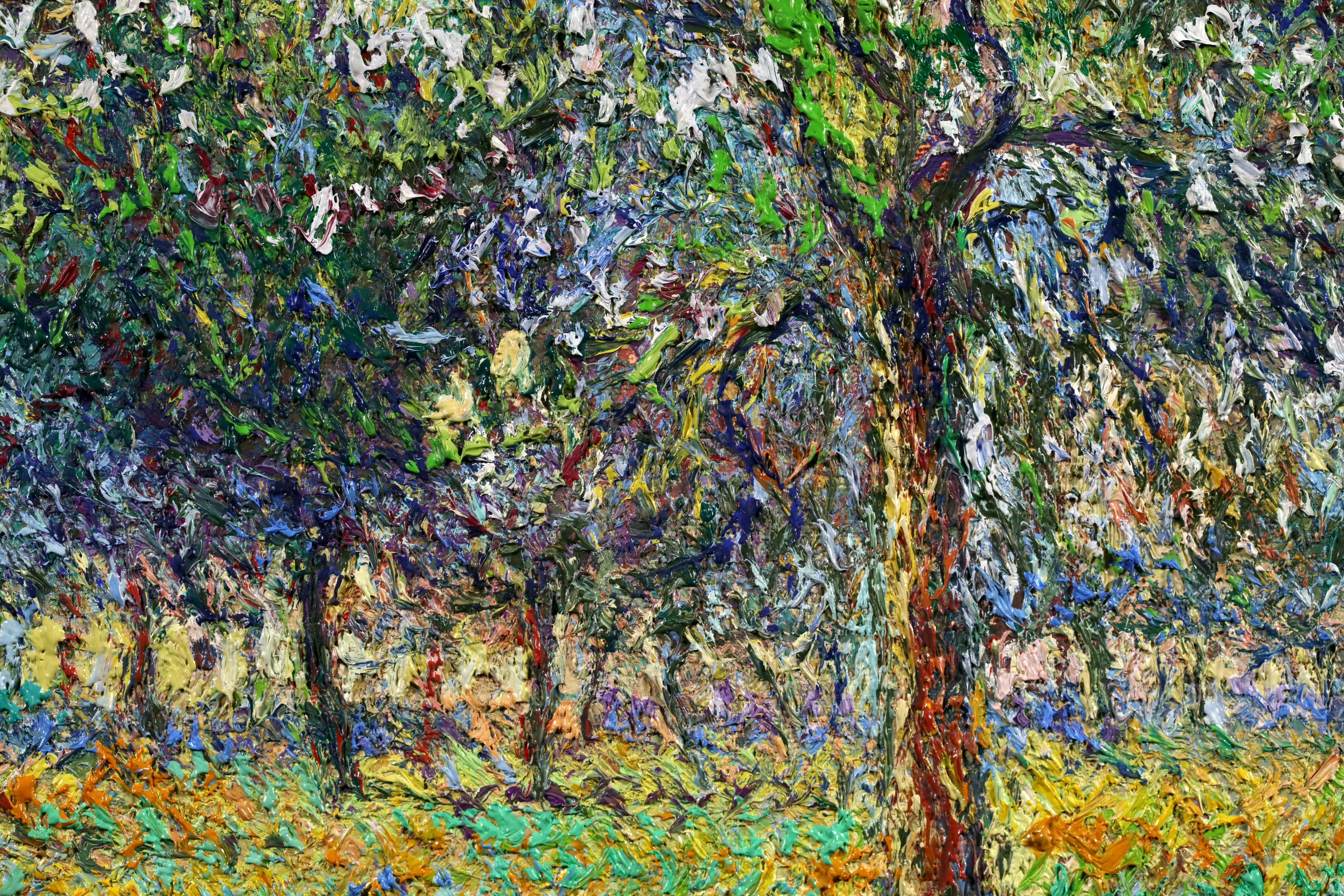 Au Verger - Post Impressionist Landscape Oil By Hugues Claude Pissarro For Sale 10