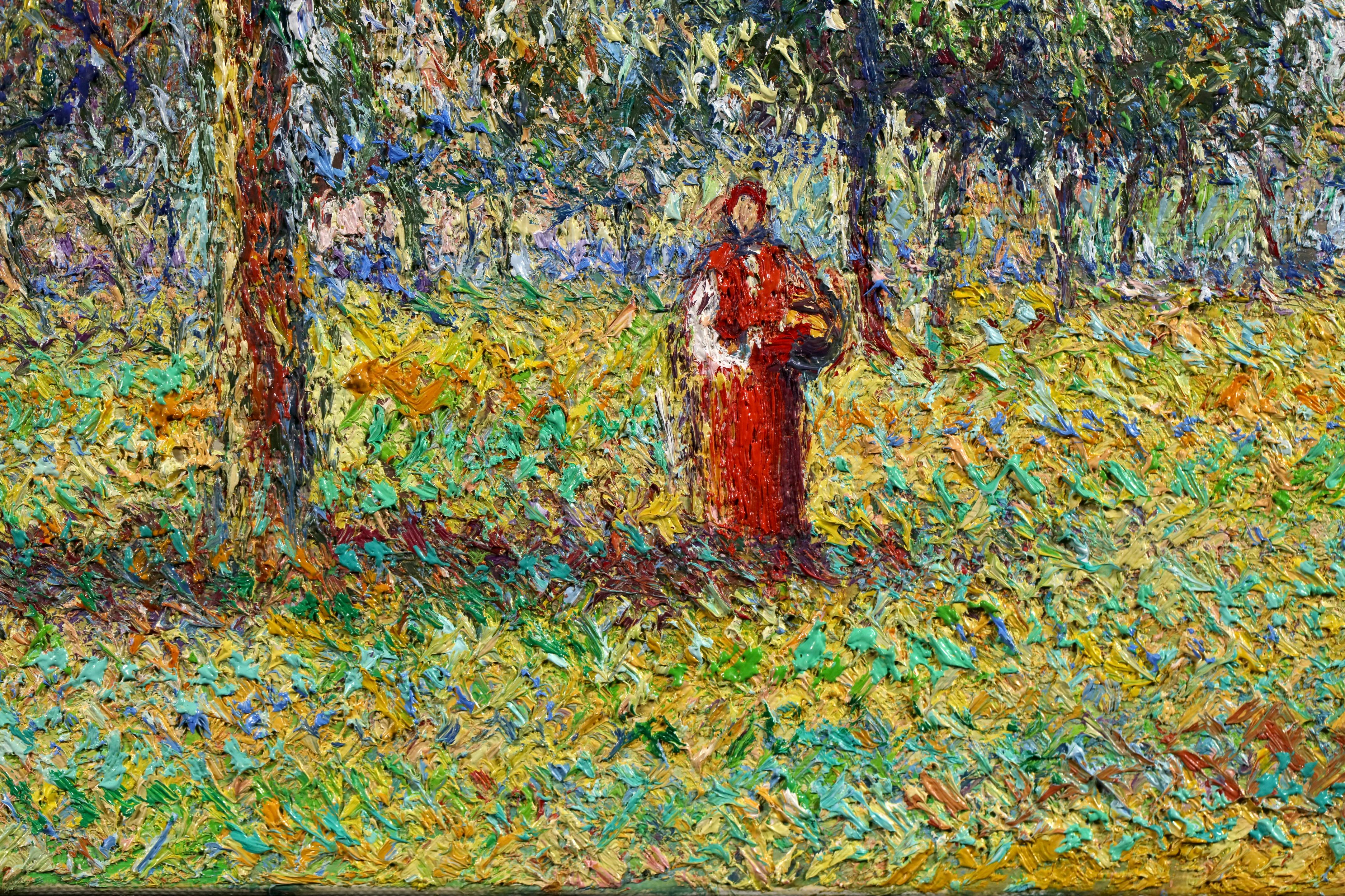Au Verger - Post Impressionist Landscape Oil By Hugues Claude Pissarro For Sale 12