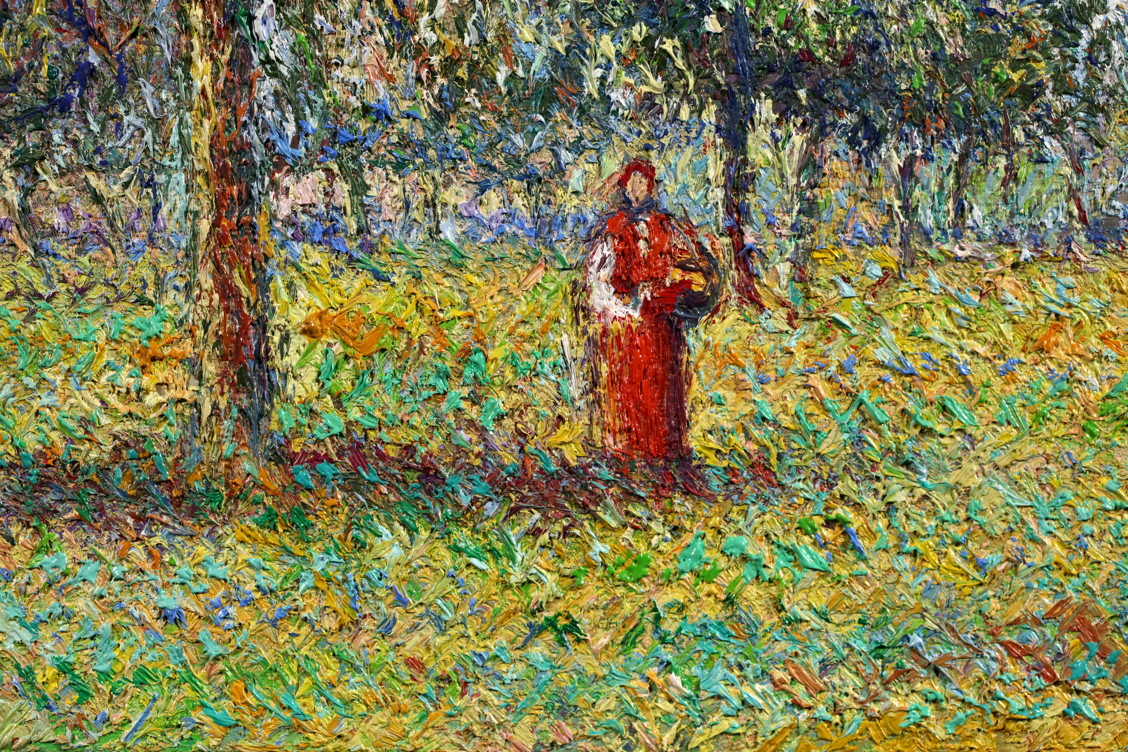 Au Verger - Post Impressionist Landscape Oil By Hugues Claude Pissarro For Sale 13