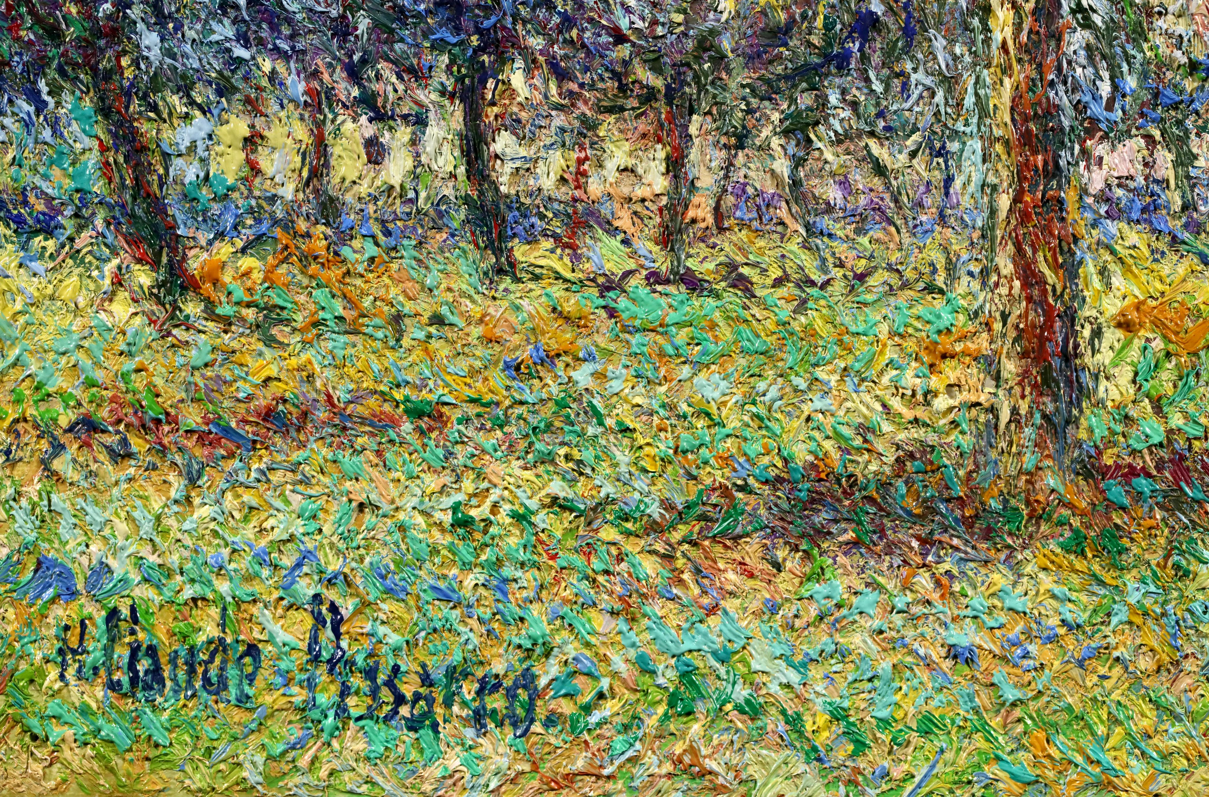 Au Verger - Post Impressionist Landscape Oil By Hugues Claude Pissarro For Sale 14
