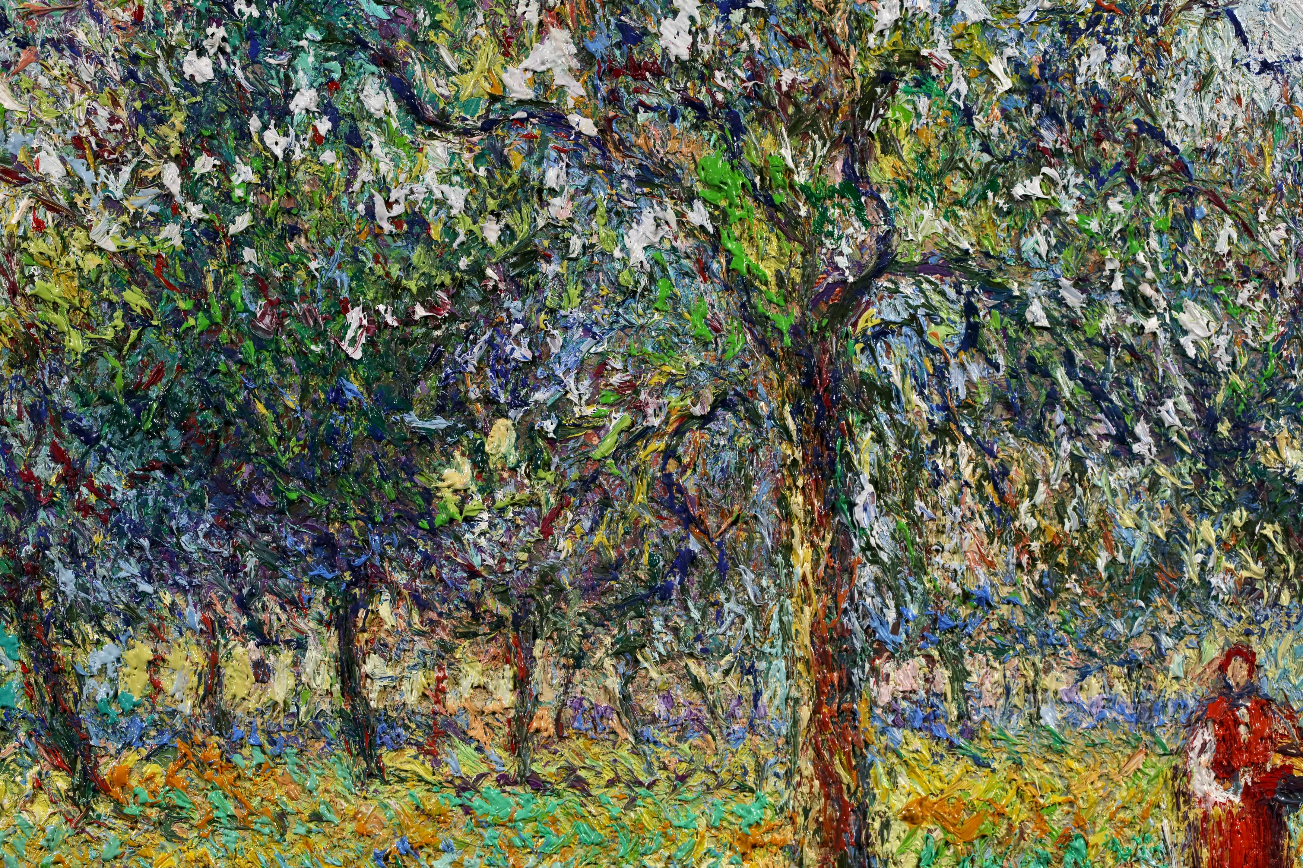 Au Verger - Post Impressionist Landscape Oil By Hugues Claude Pissarro For Sale 4