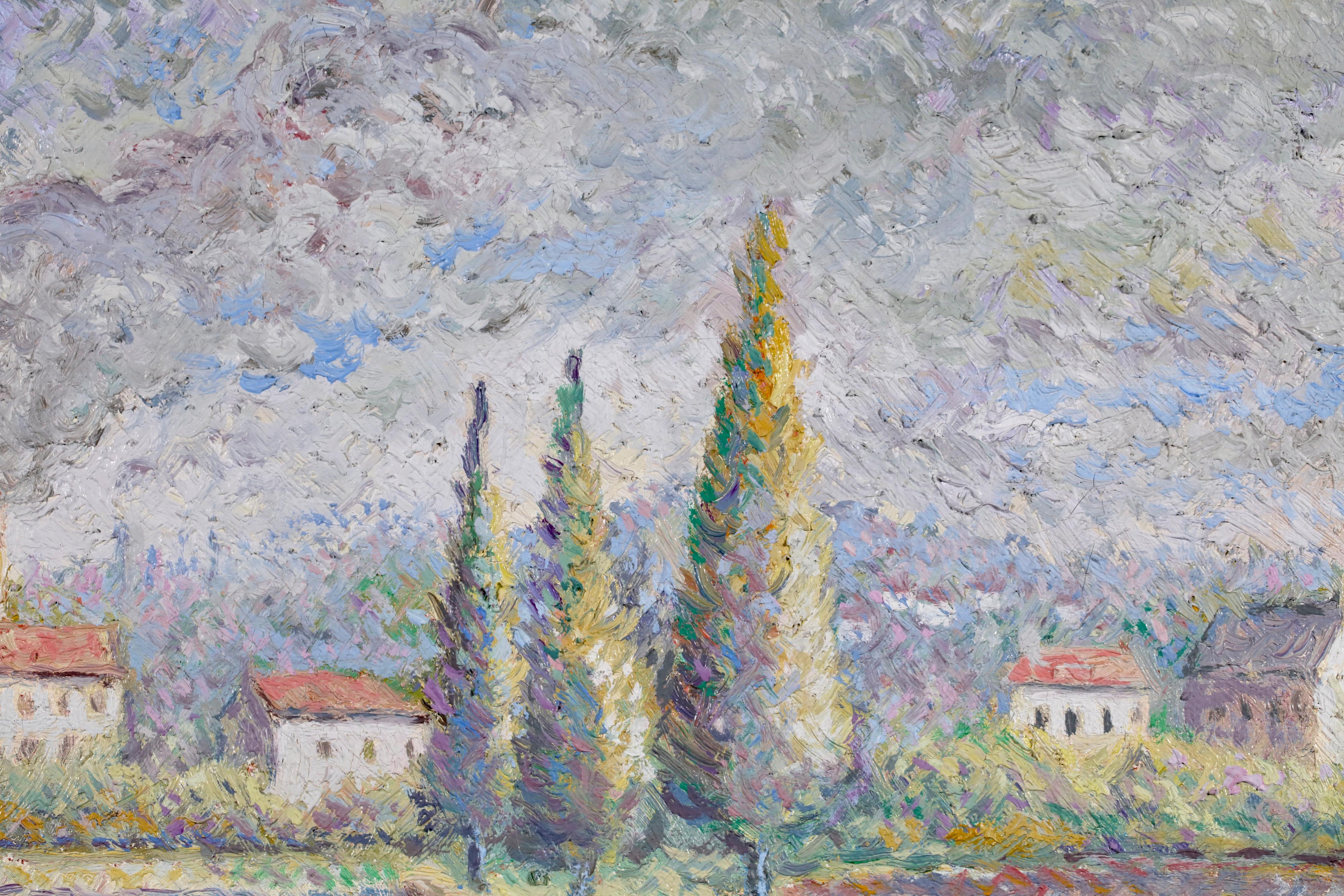 Bateaux sur La Seine - Postimpressionistische Landschaft Öl - Hugues Claude Pissarro im Angebot 7
