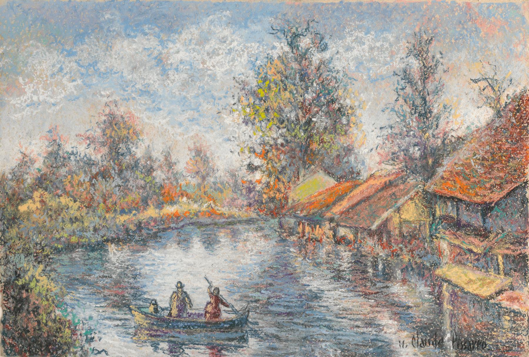 Hughes Claude Pissarro Landscape Painting - La Barque du Passeur à Pagny