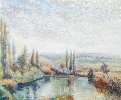 Le Petit Lac, Impressionist Pastel on Archival Paper, Framed, 1980s