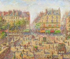 Le Pont Neuf - Post Impressionist Figures Landscape Oil - Hugues Claude Pissarro