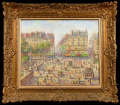 Le Pont Neuf - Post Impressionist Figures Landscape Oil - Hugues Claude Pissarro